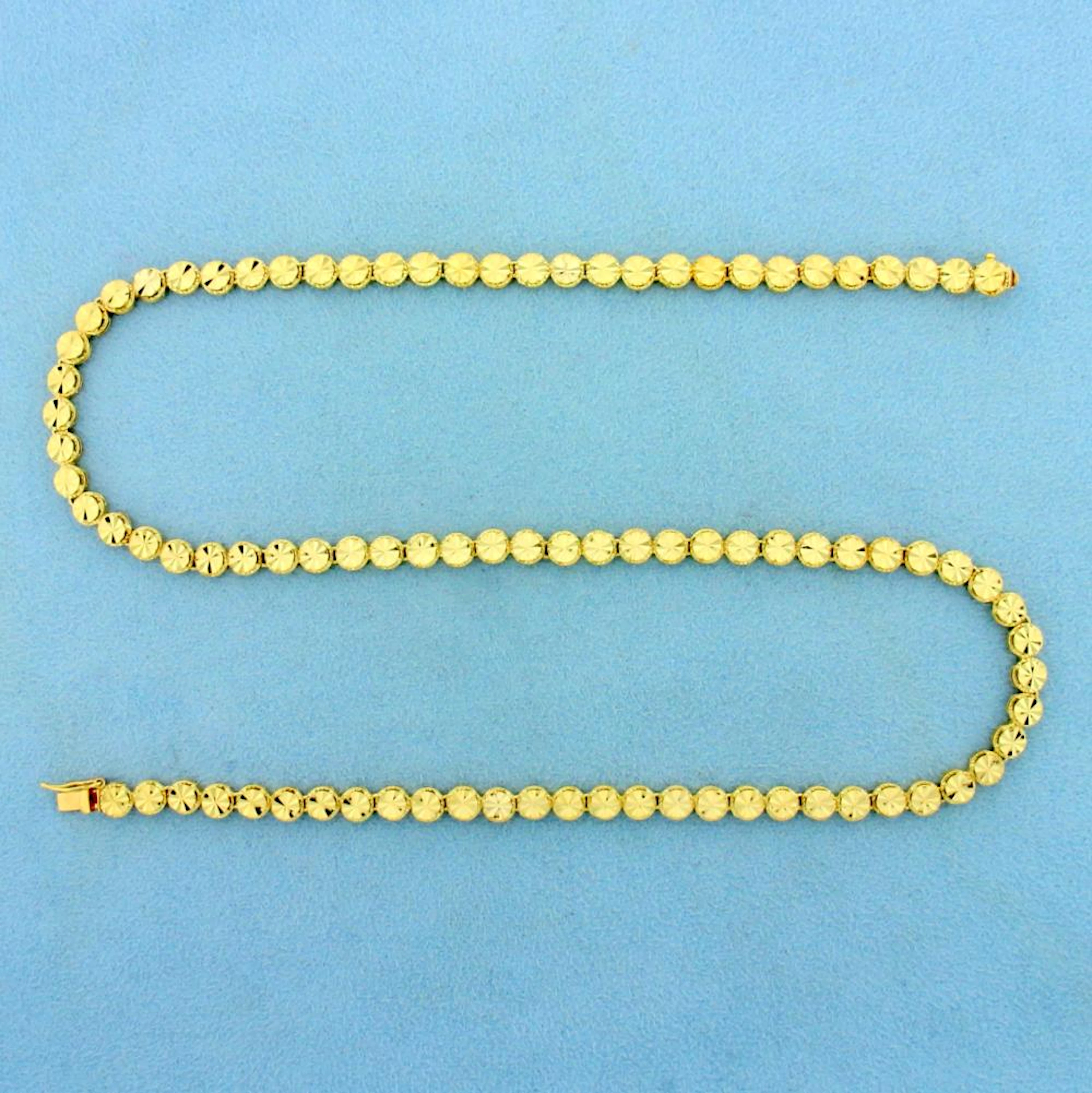 17 1/2 Inch Diamond Cut Designer Link Chain Necklace in 14K Yellow Gold