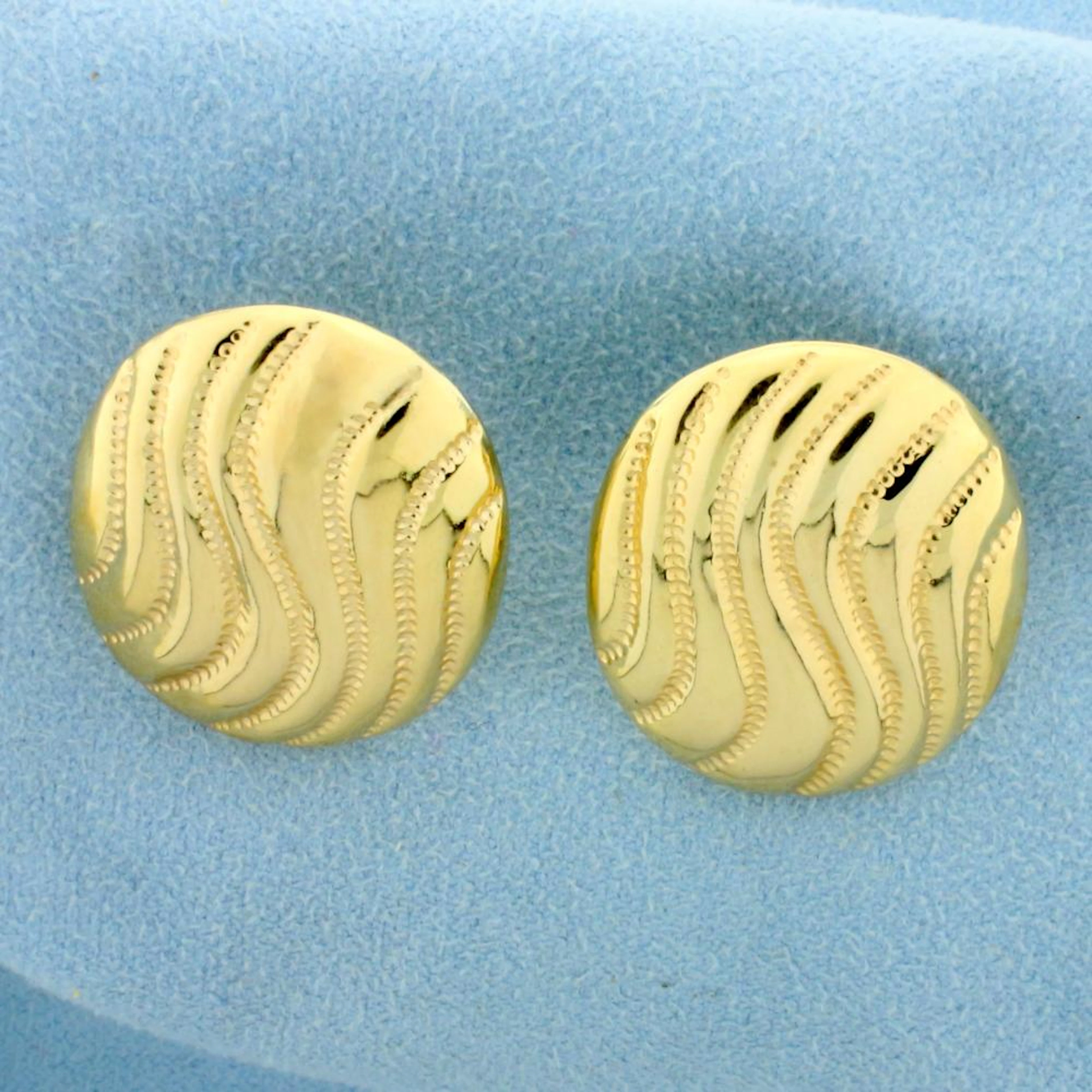 Large Wave Design Statement Earrings in 14K Yellow Gold