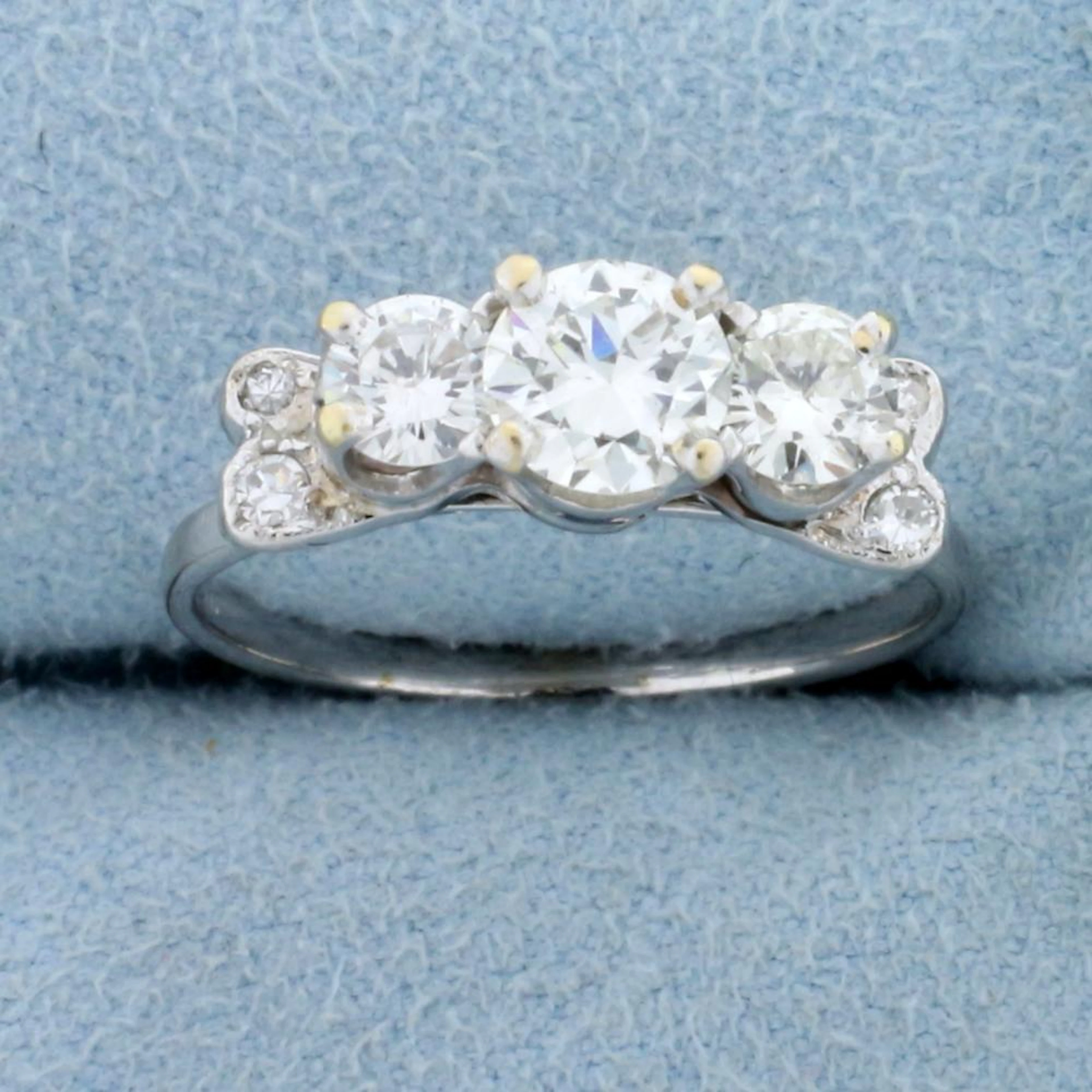 1ct TW Diamond Engagement or Anniversary Three Stone Ring in 14K White Gold