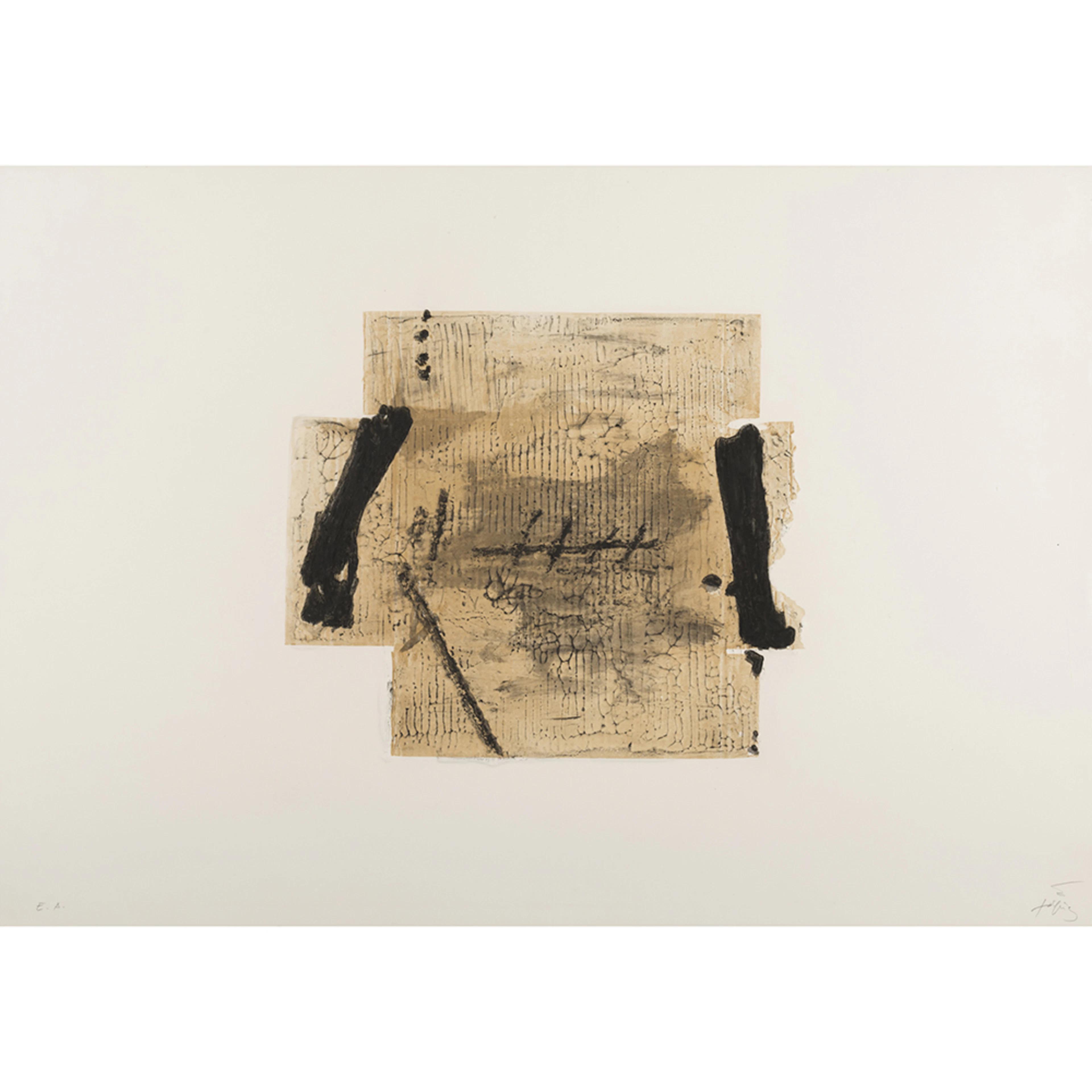 Antoni Tapiès (1923-2012)Deux noirs et carton - 1971