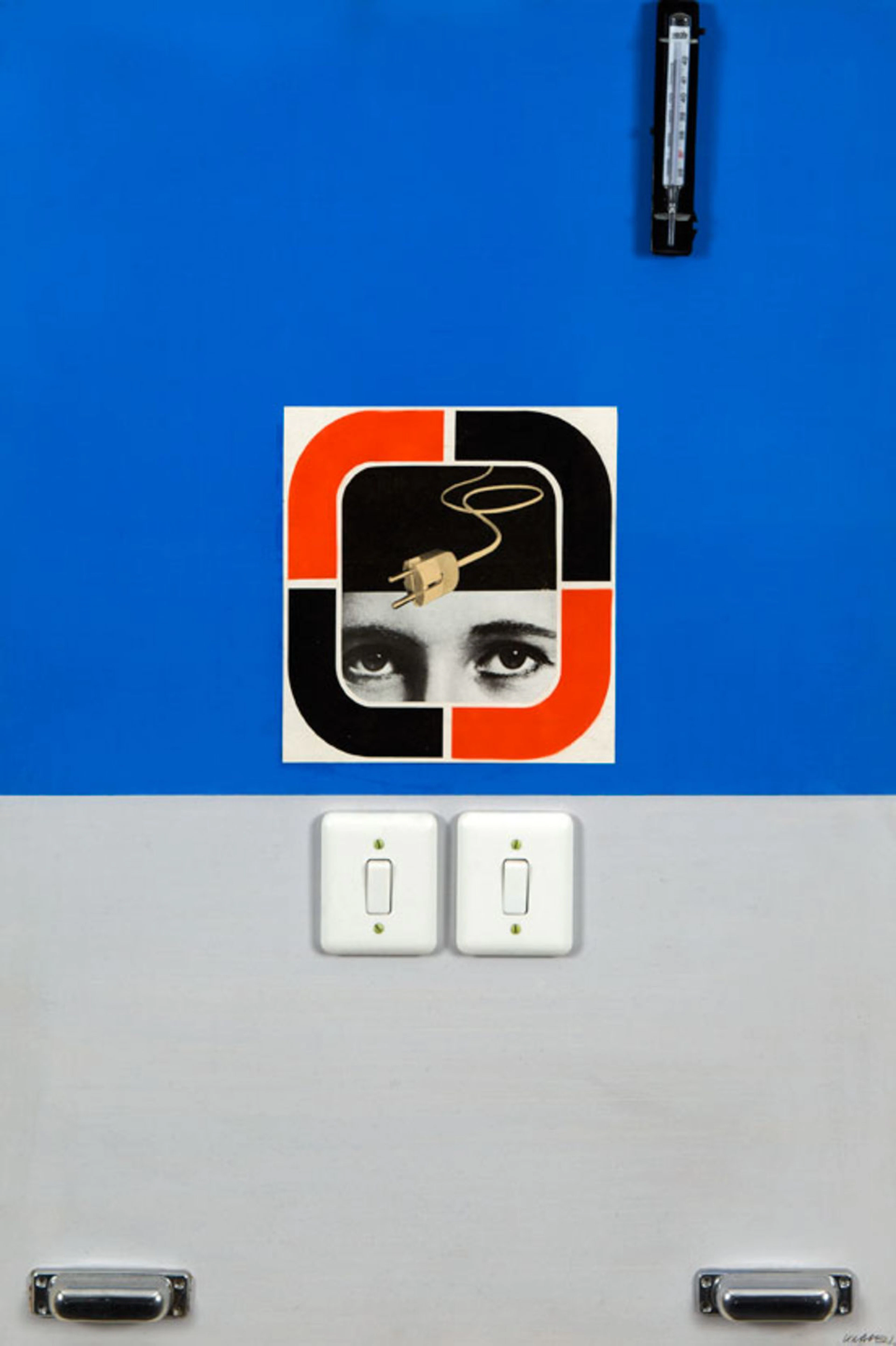 Peter KLASEN (né en 1935) Visage, 2 interrupteurs + thermomètre, 1969