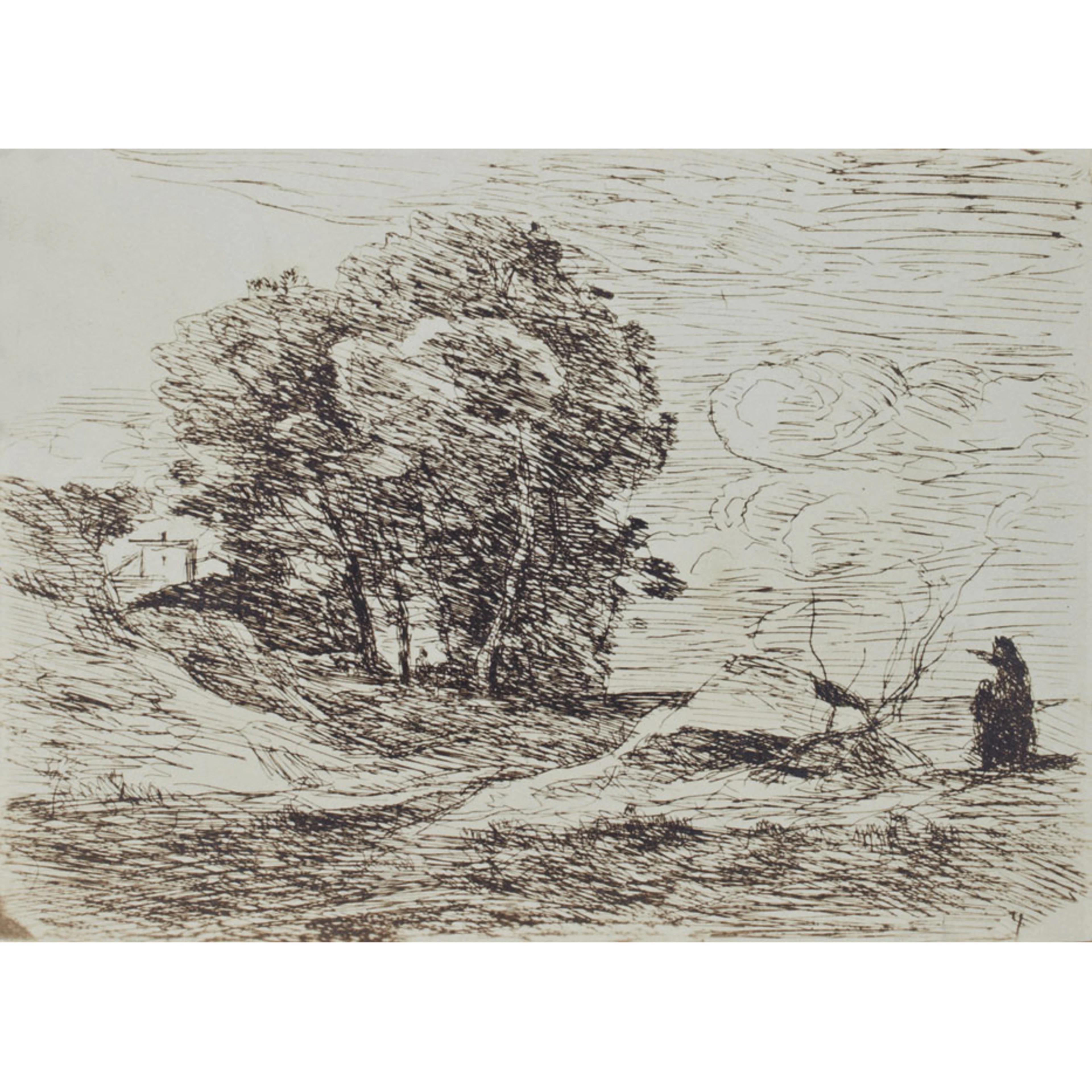 Jean-Baptiste Camille COROT LA DEMEURE DU POETE. 1871. Cliché-verre.