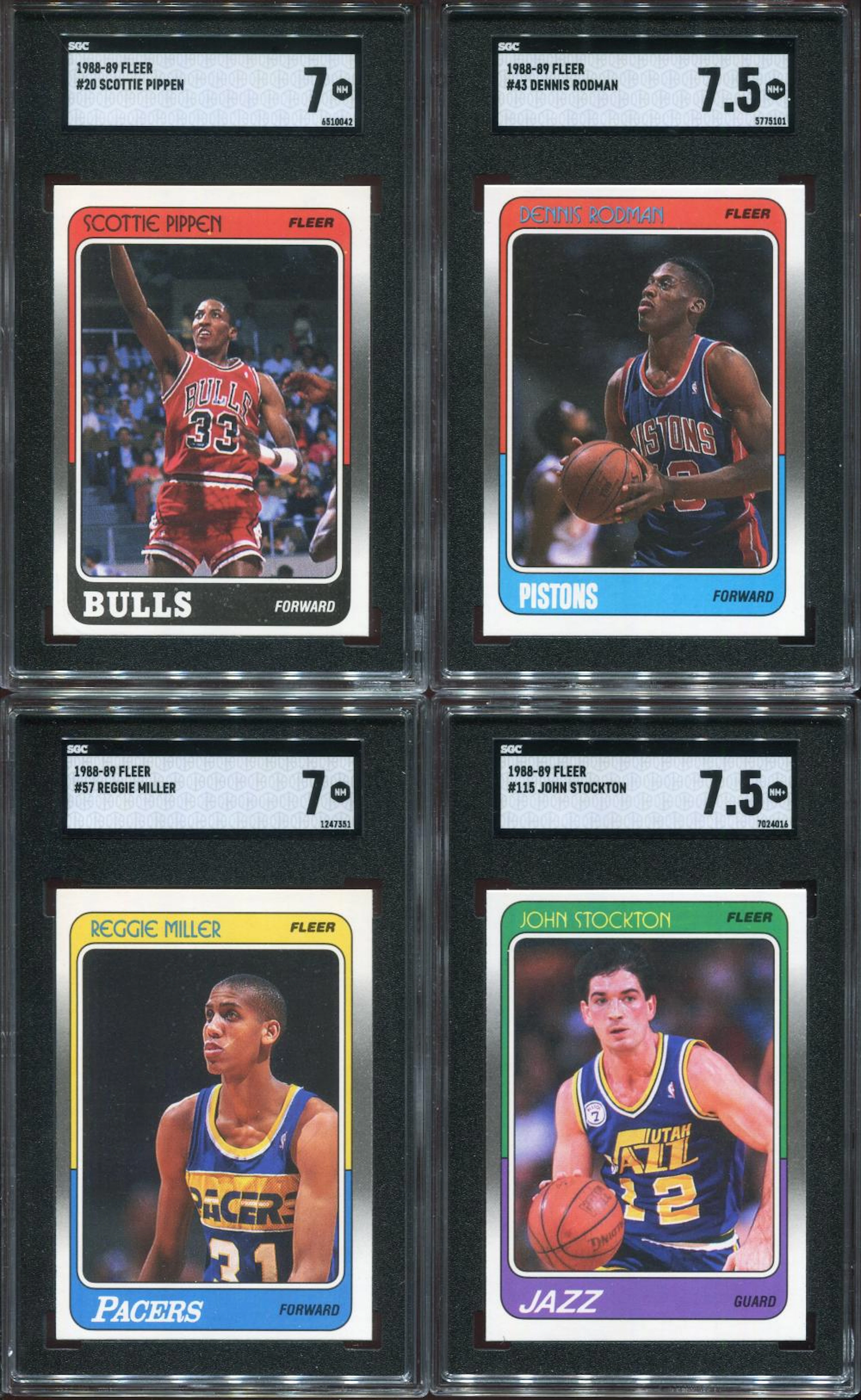 (4) Graded 1988-89 Fleer Basketball Rookie Cards