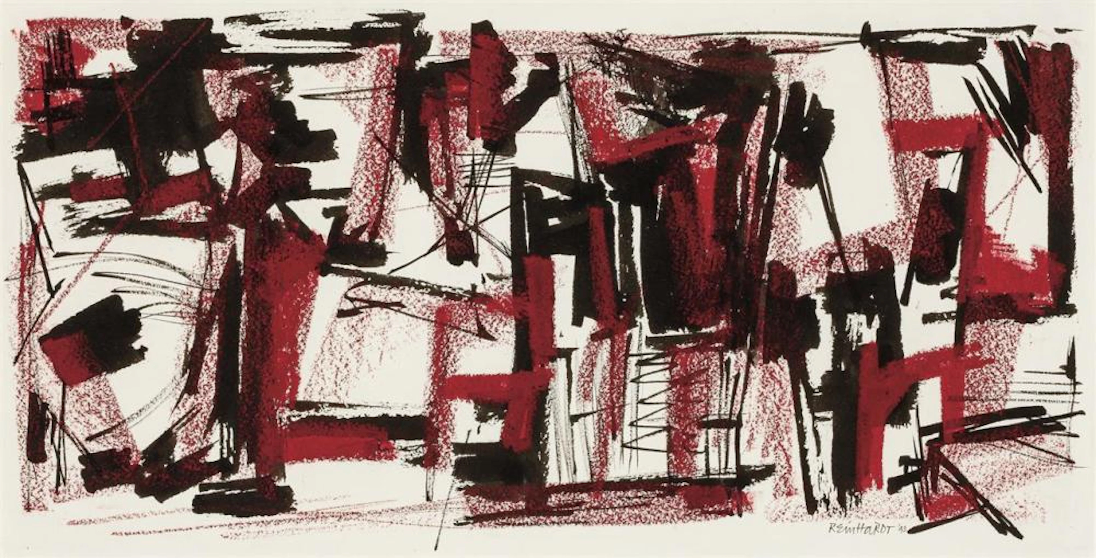 AD REINHARDT, American (1913-1967), Untitled, 1943, crayon and India ink on paper, signed and dated lower right "Reinhardt 43", 8 3/...