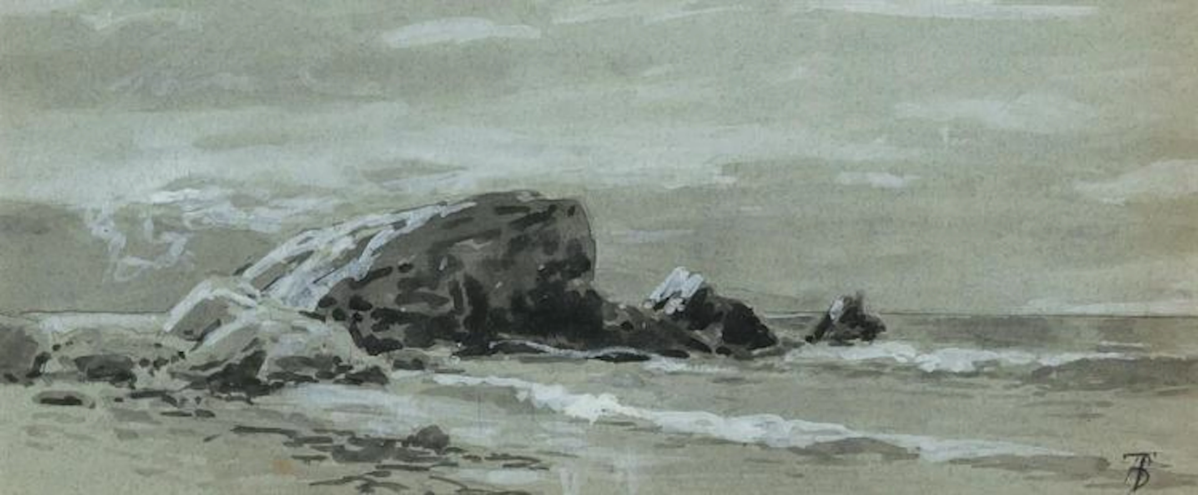 ALFRED THOMPSON BRICHER, American (1837-1908), Rocks at Grand Manan, 1889 Morning at Grand Manan, 1889 Rocks and Surf, 1882 Kennebun...