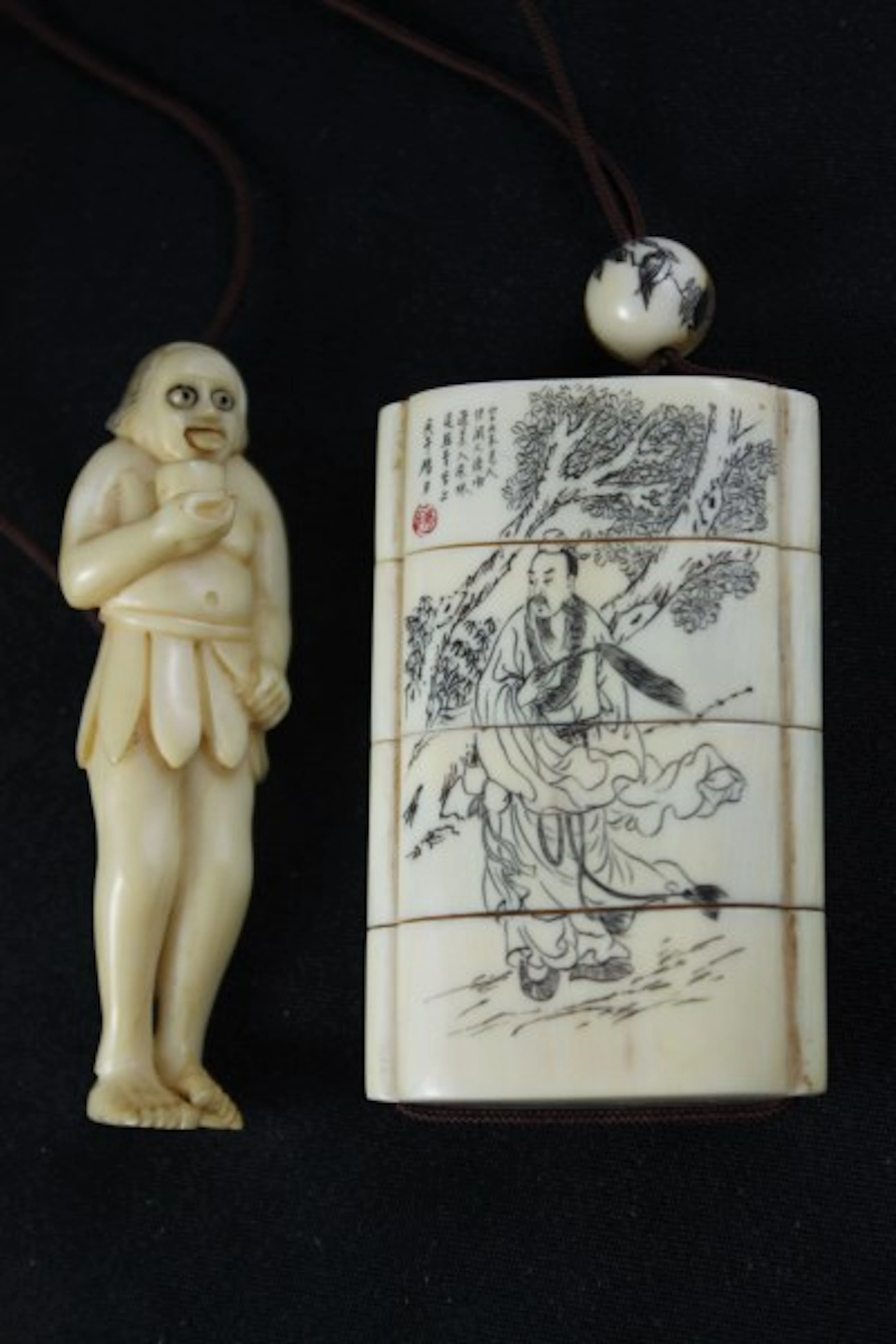 Japanese Ivory Shishi-Mai, Karakuri-Netsuke,