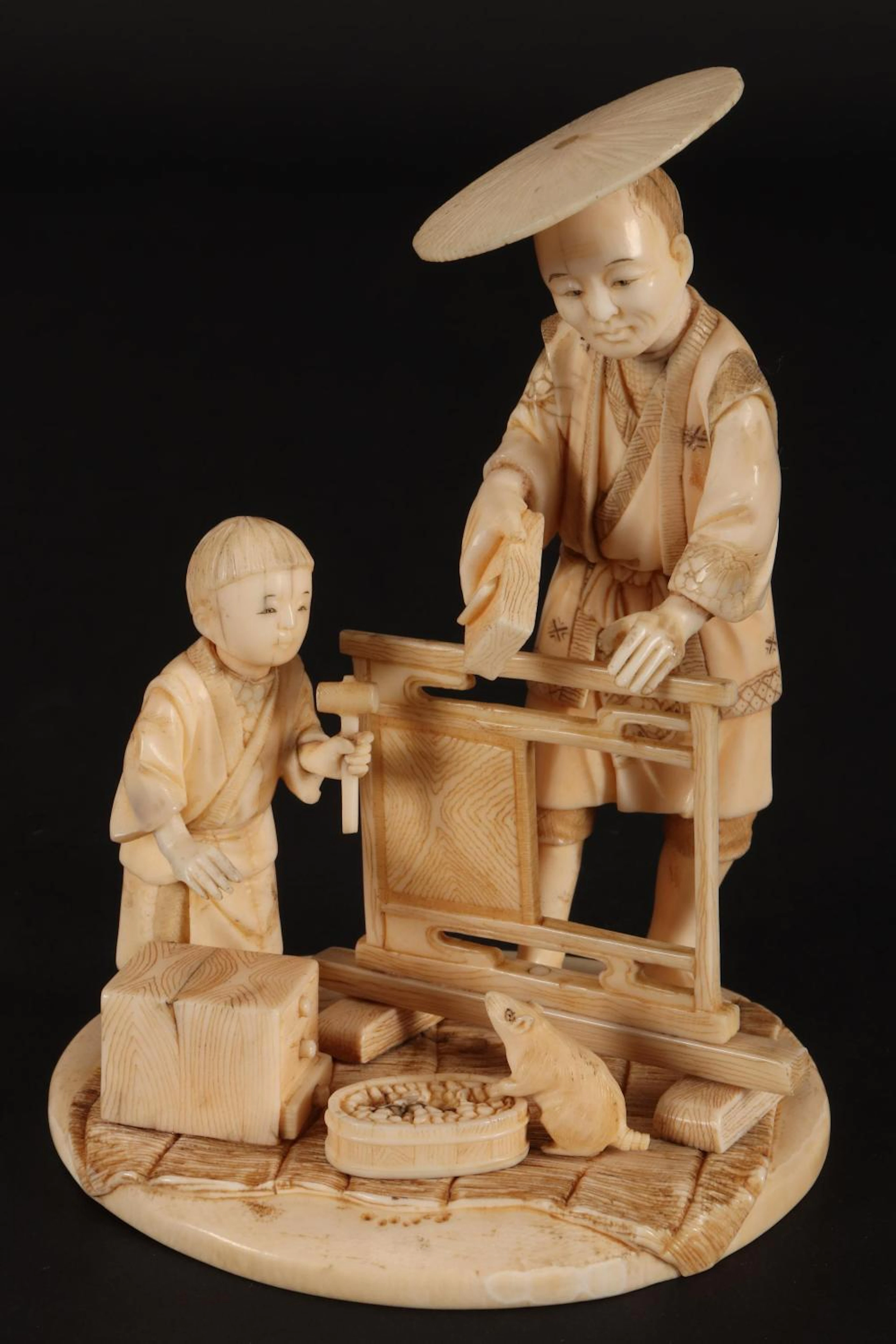 Japanese Ivory Figure Group,