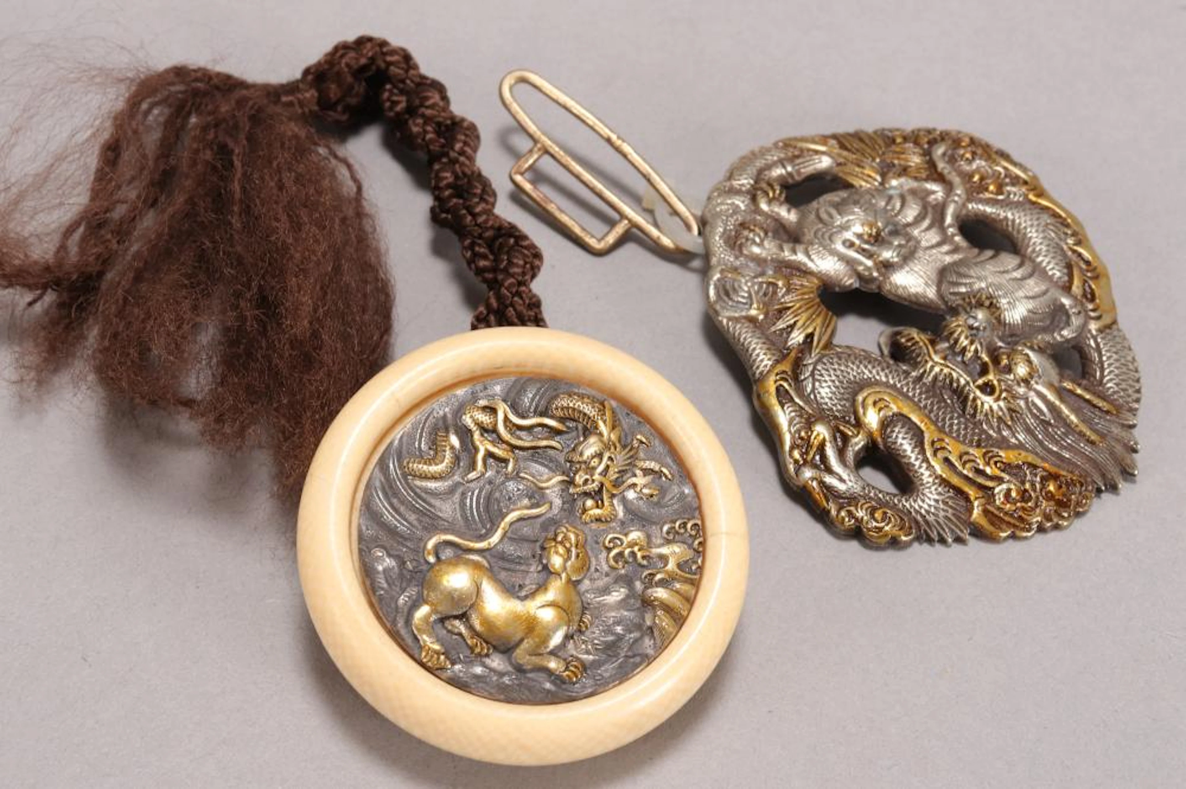 Japanese Meiji Period Silver and Gilt Belt Buckle,
