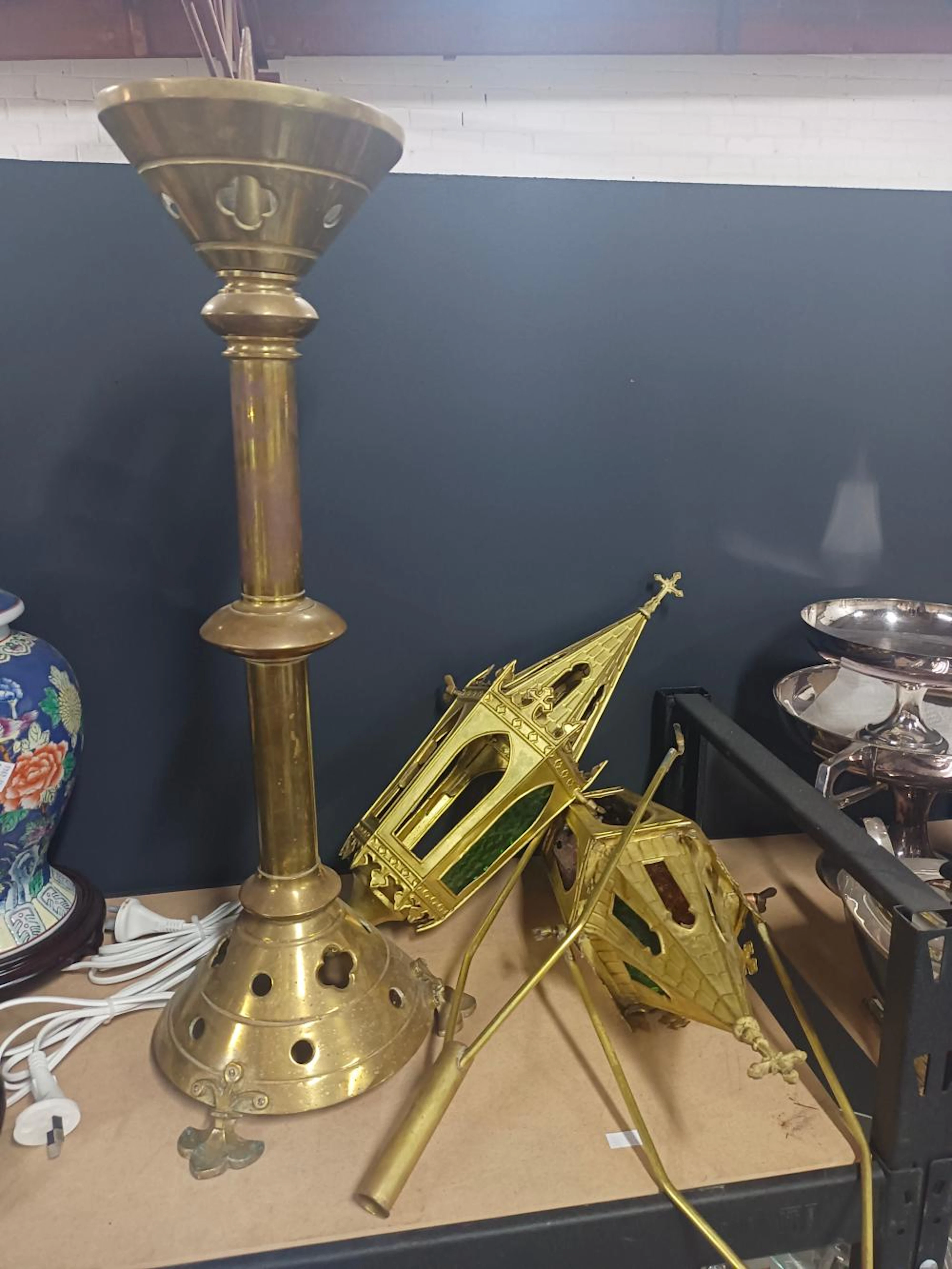 Large Brass Ecclesiastical Candle Stick,