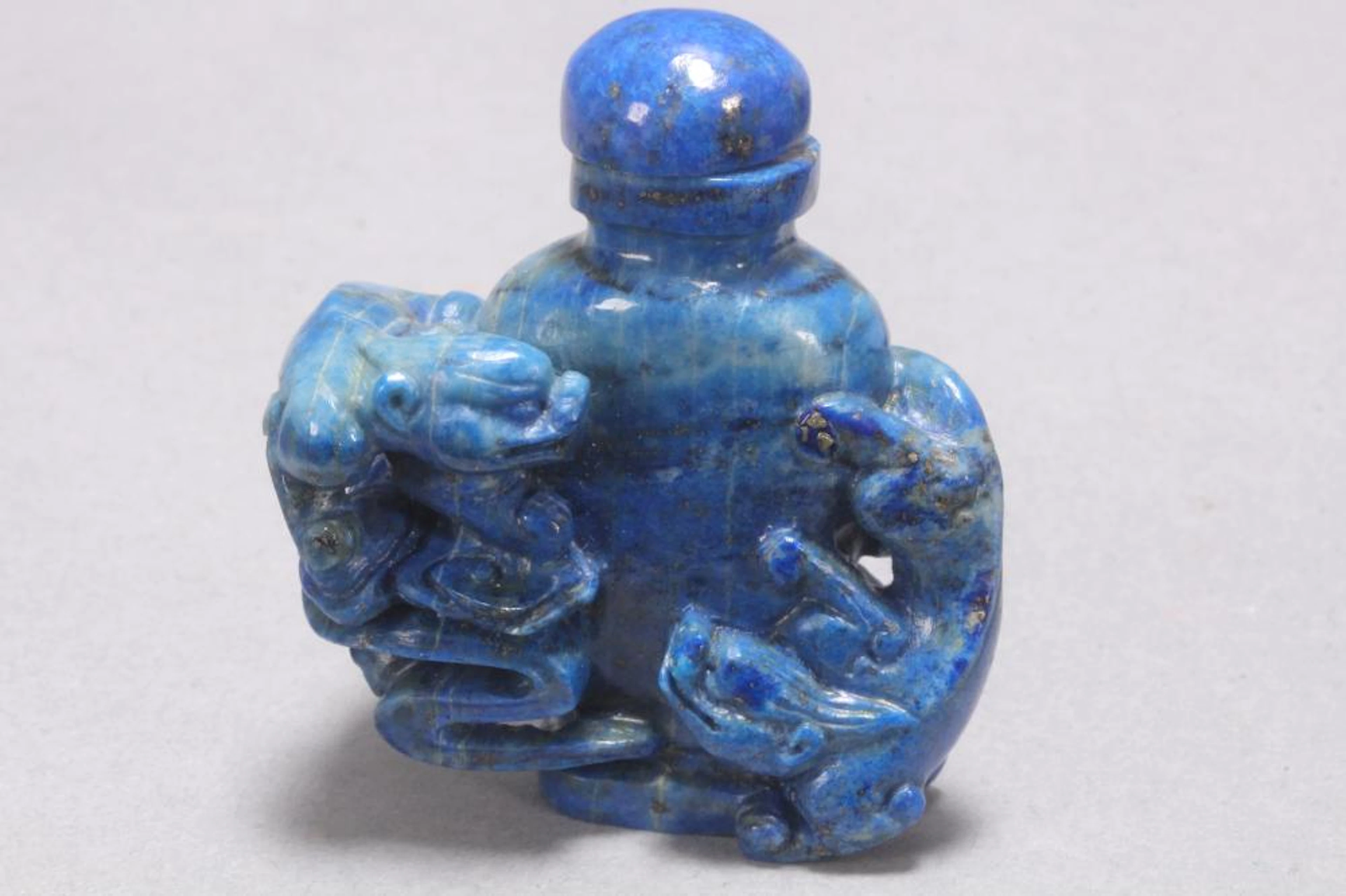 Chinese Figural Lapis Lazuli Snuff Bottle &