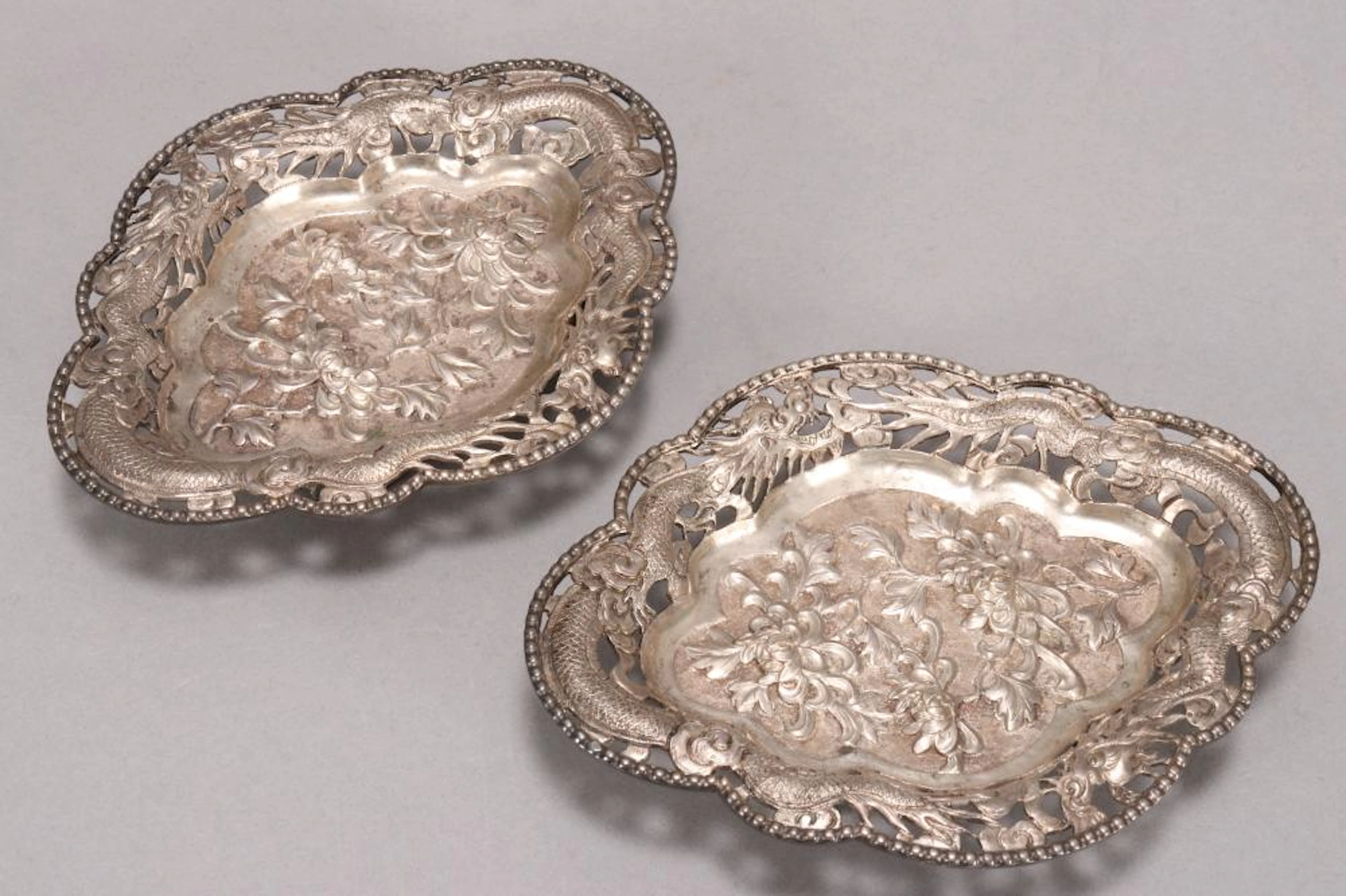 Pair of Chinese Silver Dishes,