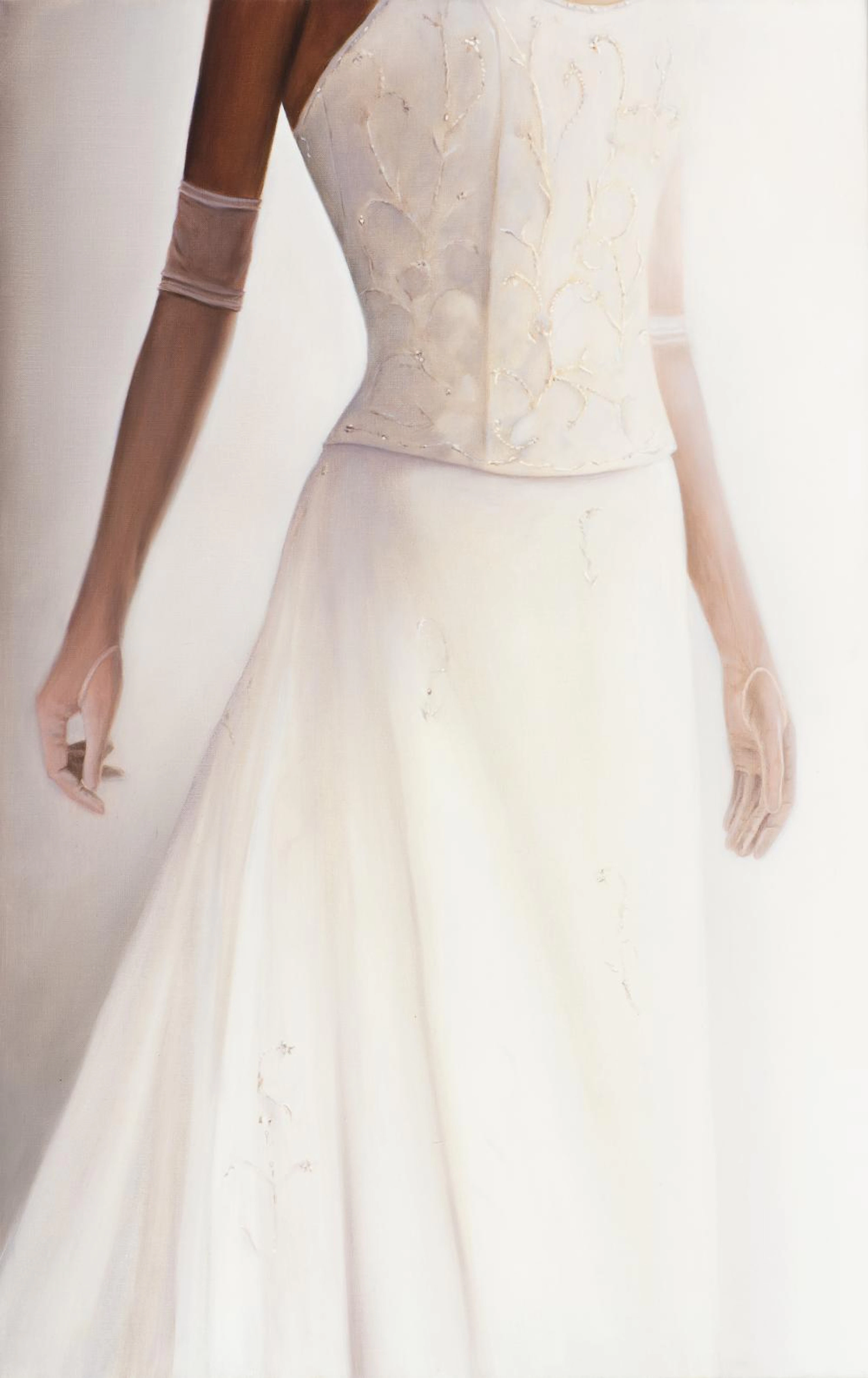 Life-size painting of intricate wedding dress