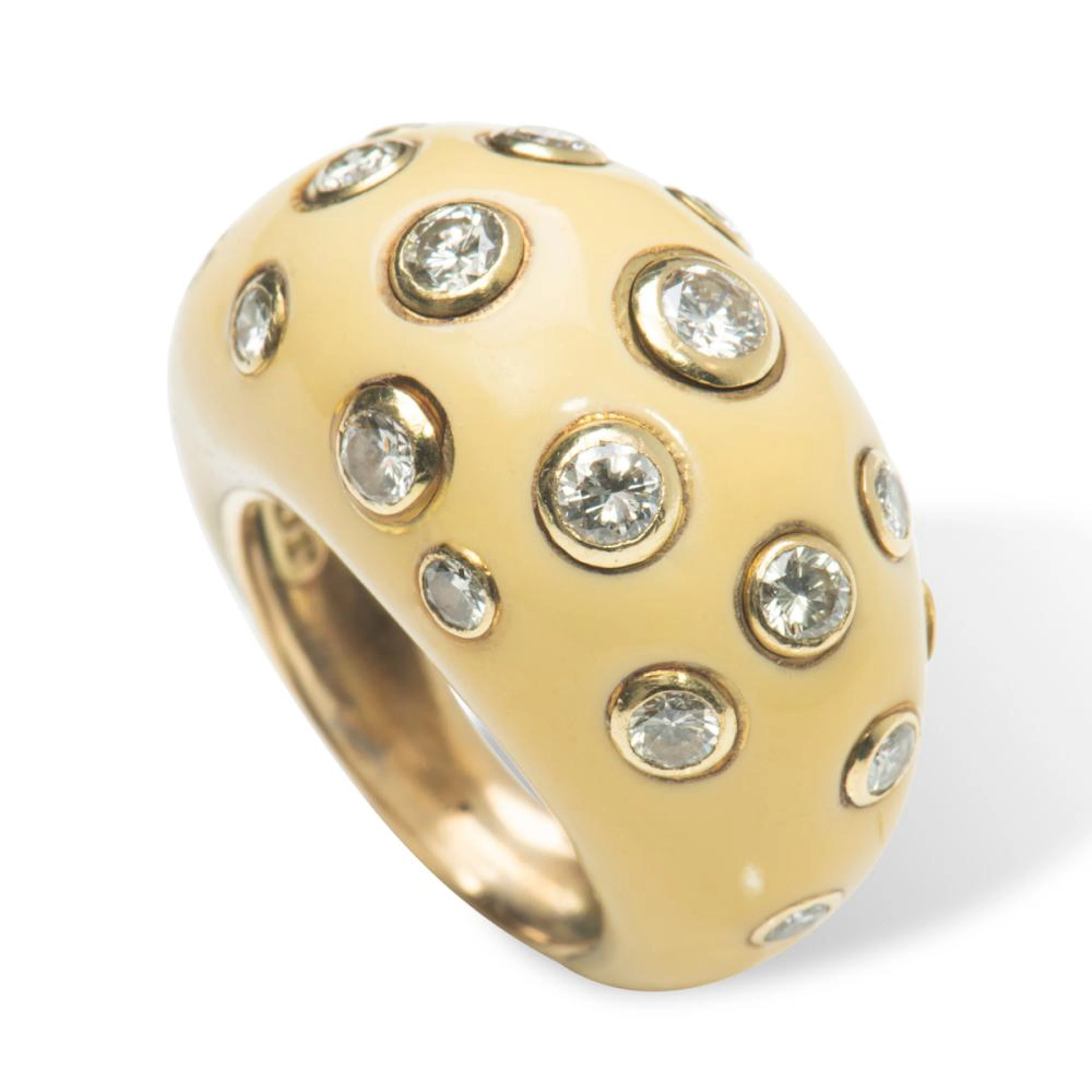 Christian Dior: A diamond set enamel ring.