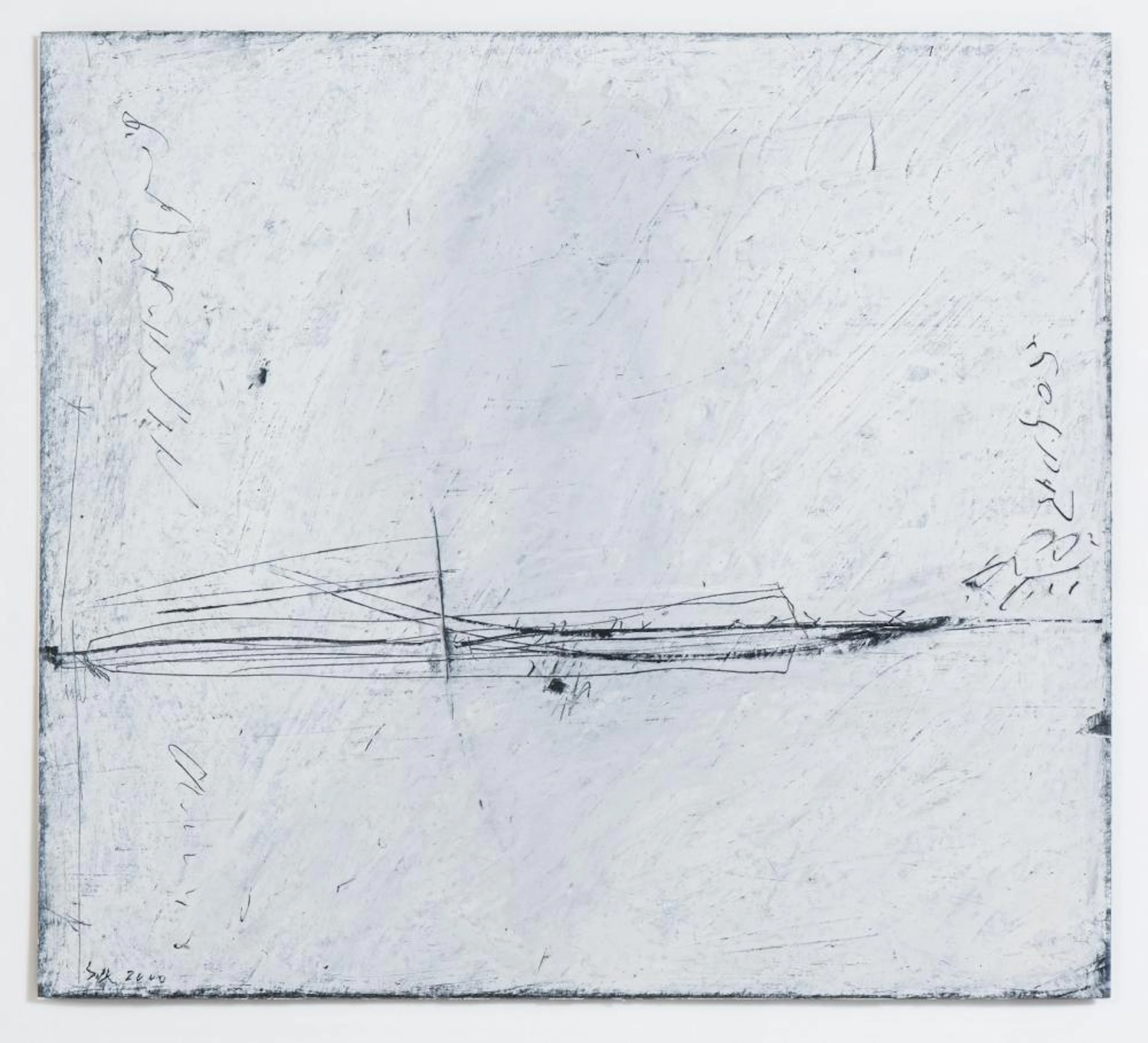 Minimalist palimpsest painting by Shlomo Kore