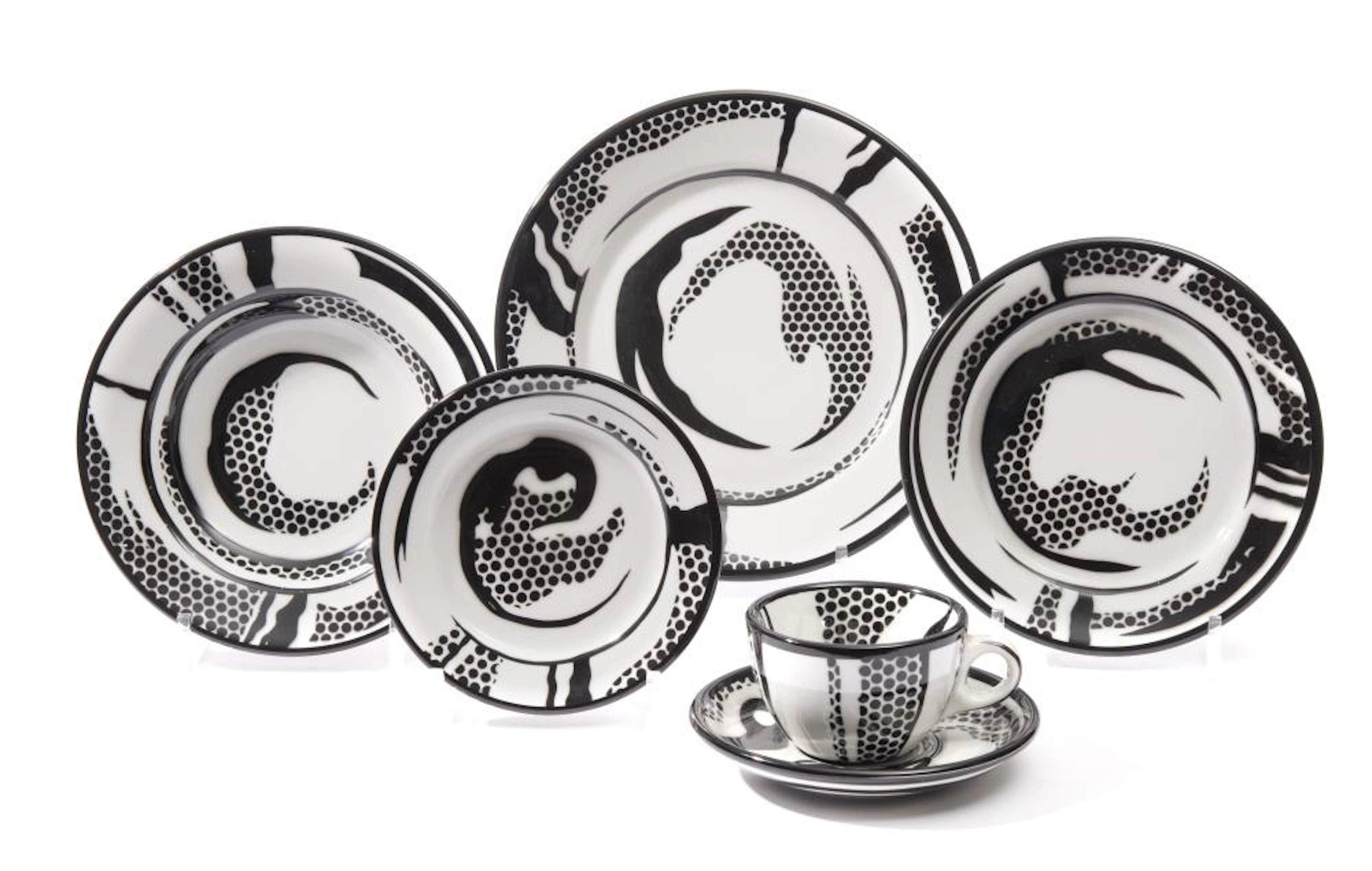 Roy Lichtenstein (American 1923 - 1997). Dinnerware: One setting, 1966.