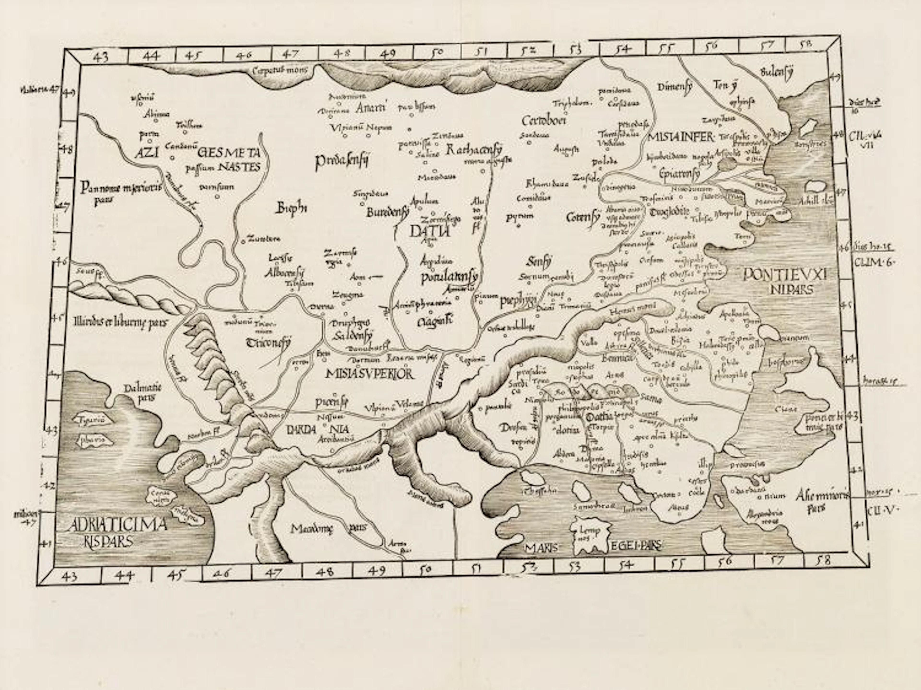 The Balkans from Ptolemy's Geographia by Waldseemüller (1513)