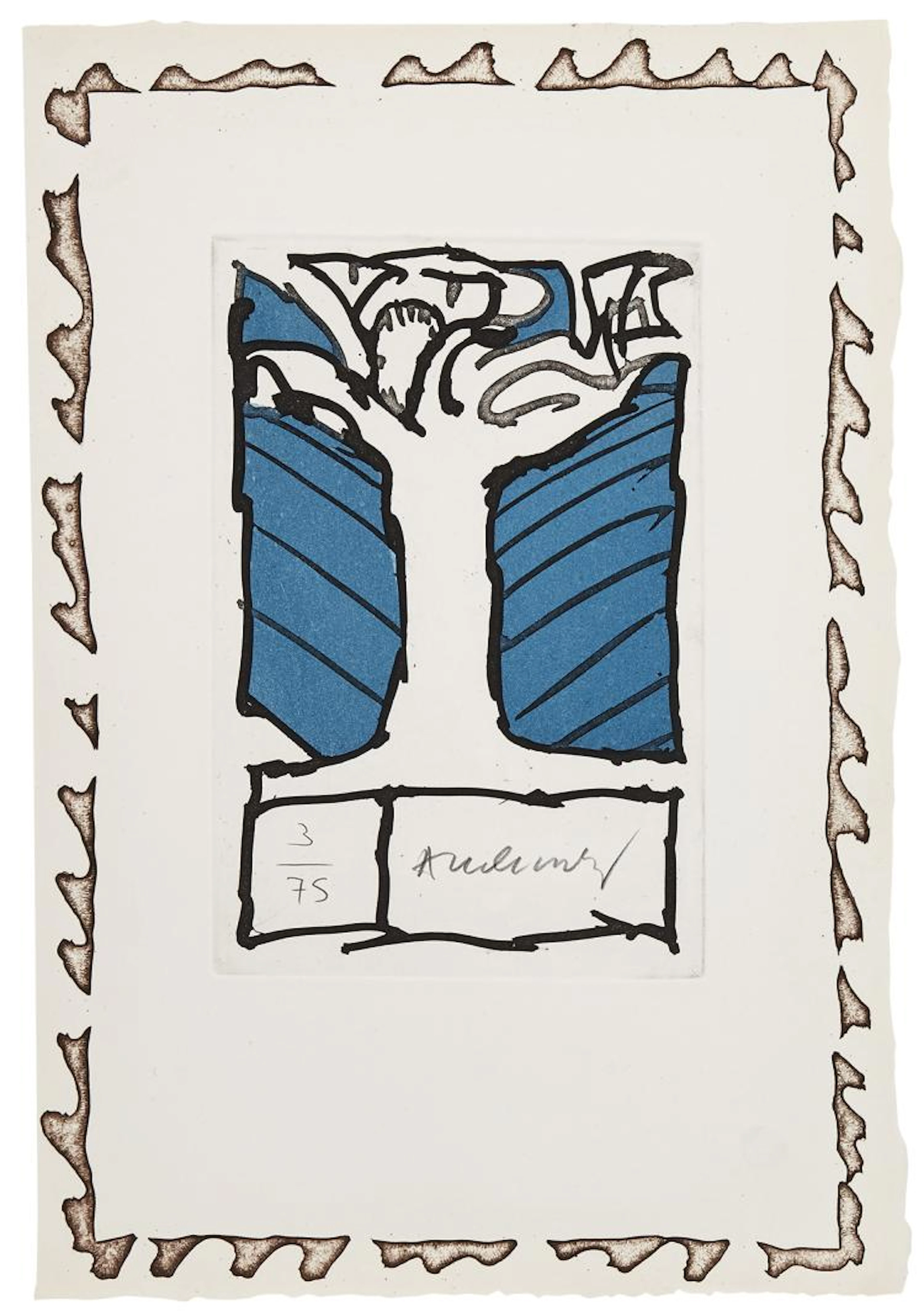 Rare deluxe copy with a beautiful aquatint in blue and black