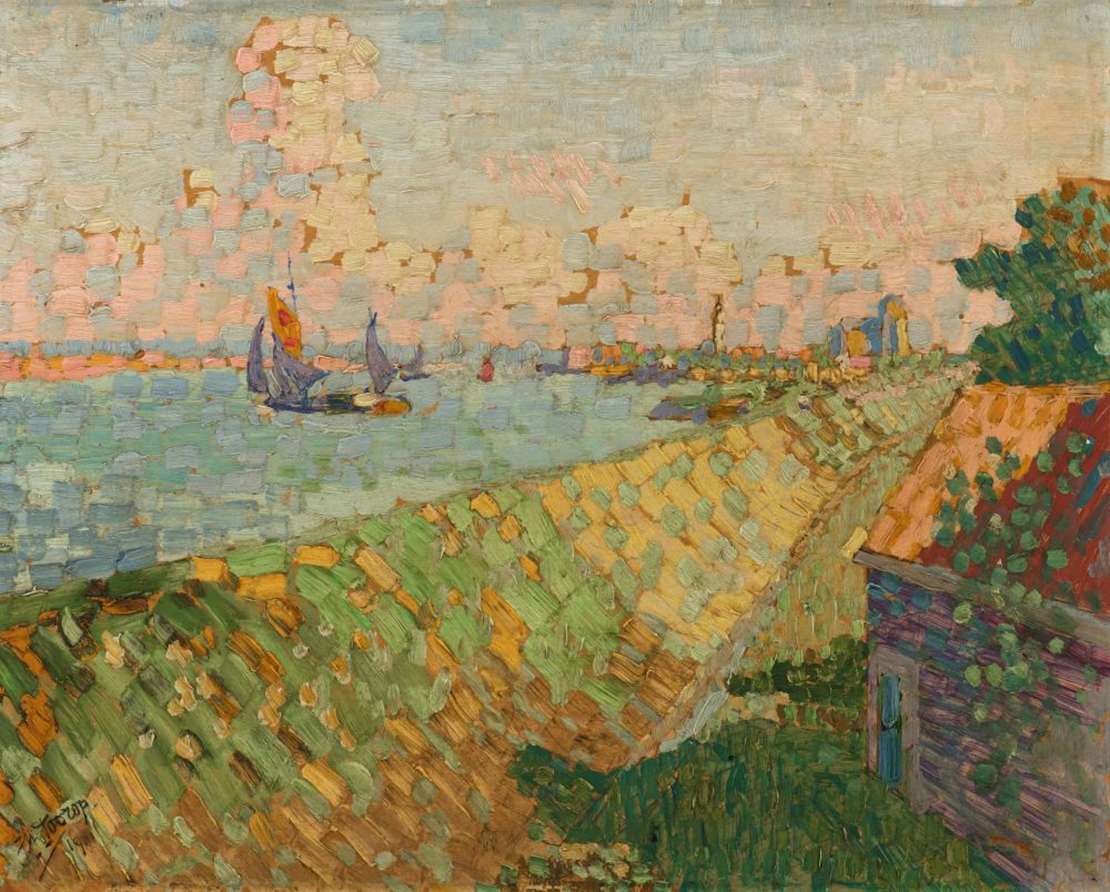 * Jan Toorop (Dutch 1858 - 1928). Gezicht op Veere [View on Veere], 1910.