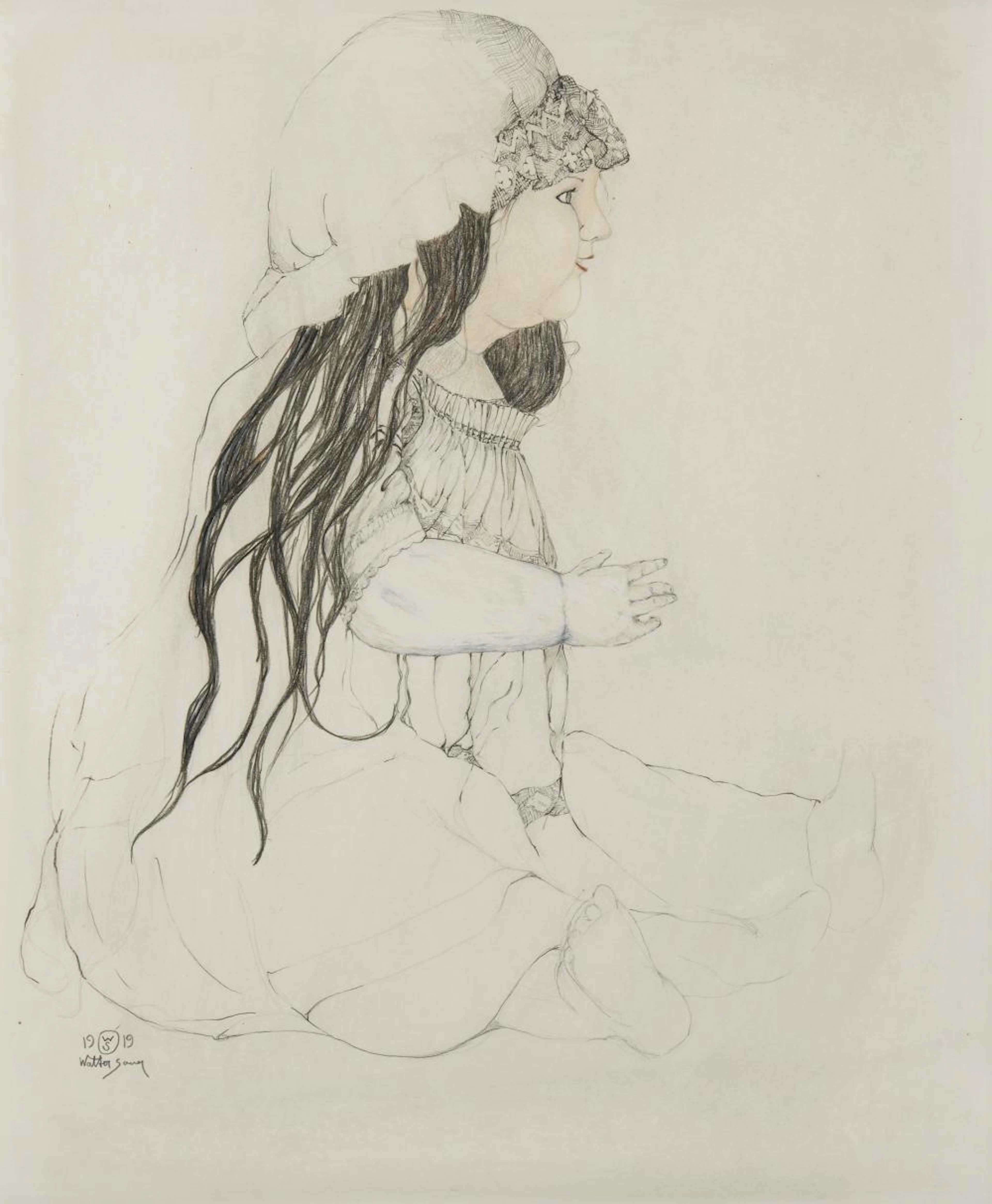 Walter Sauer (Belgian 1889 - 1927). Study of a doll, 1919 .