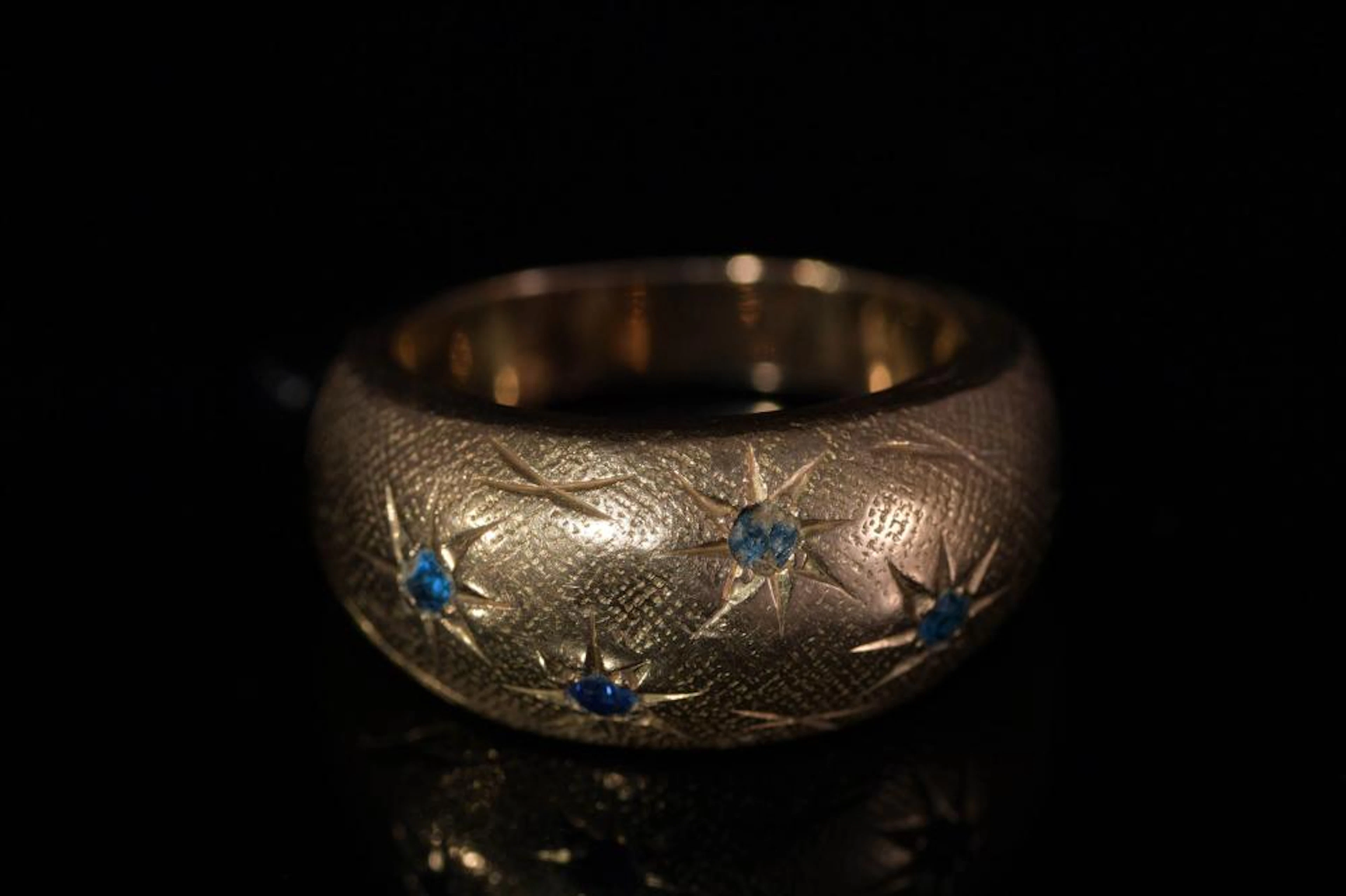 14K GOLD RING WITH AZURITE