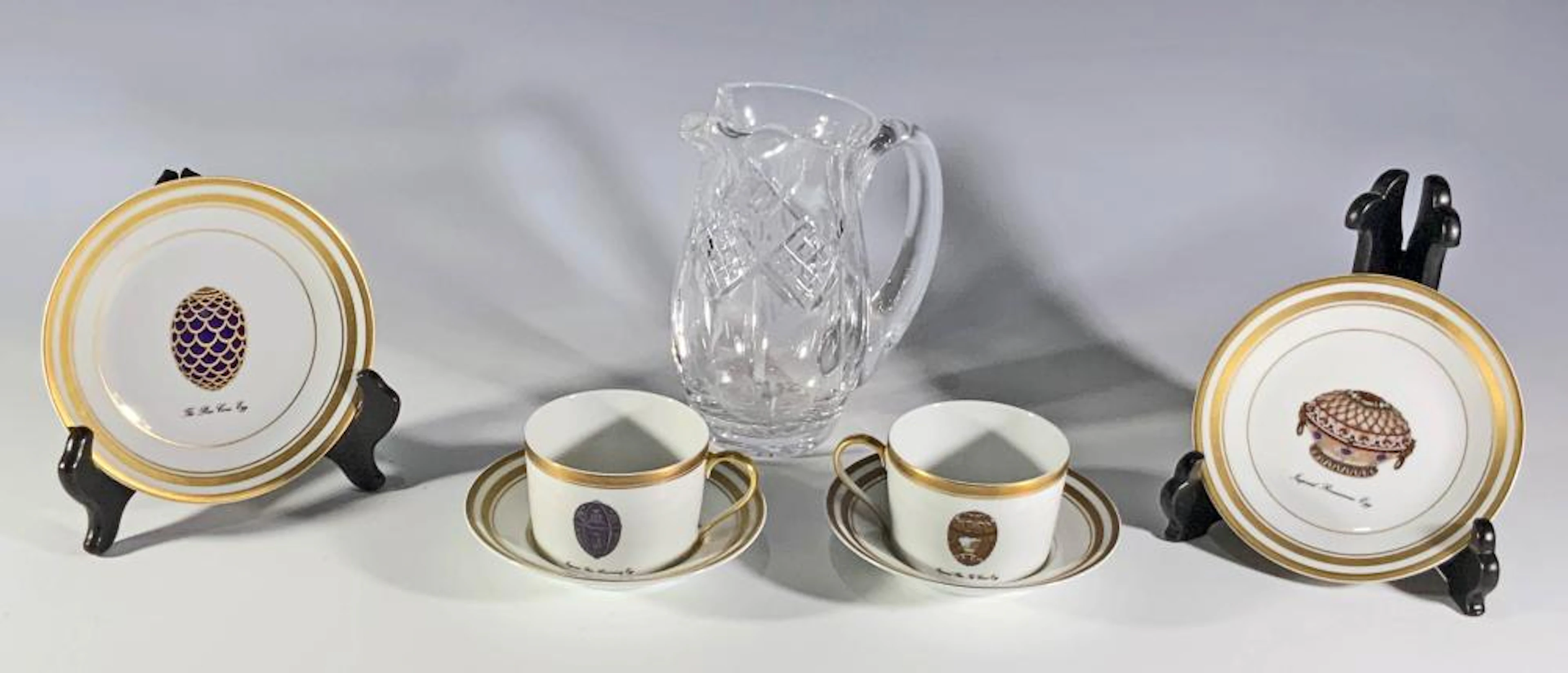LIMOGES FABERGE COFFEE CUPS AND SAUCERS
