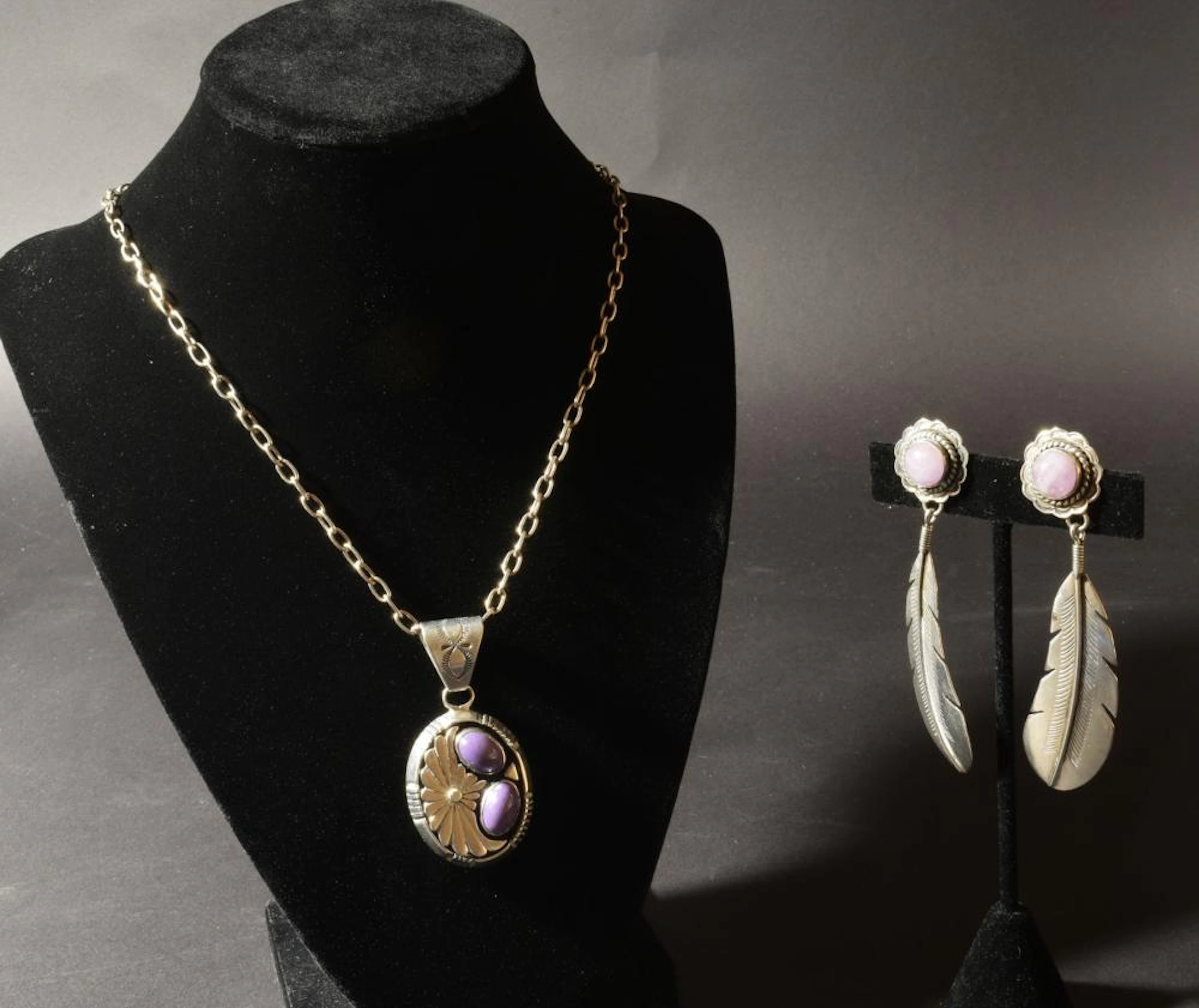 NAVAJO STERLING PENDANT AND EARRINGS