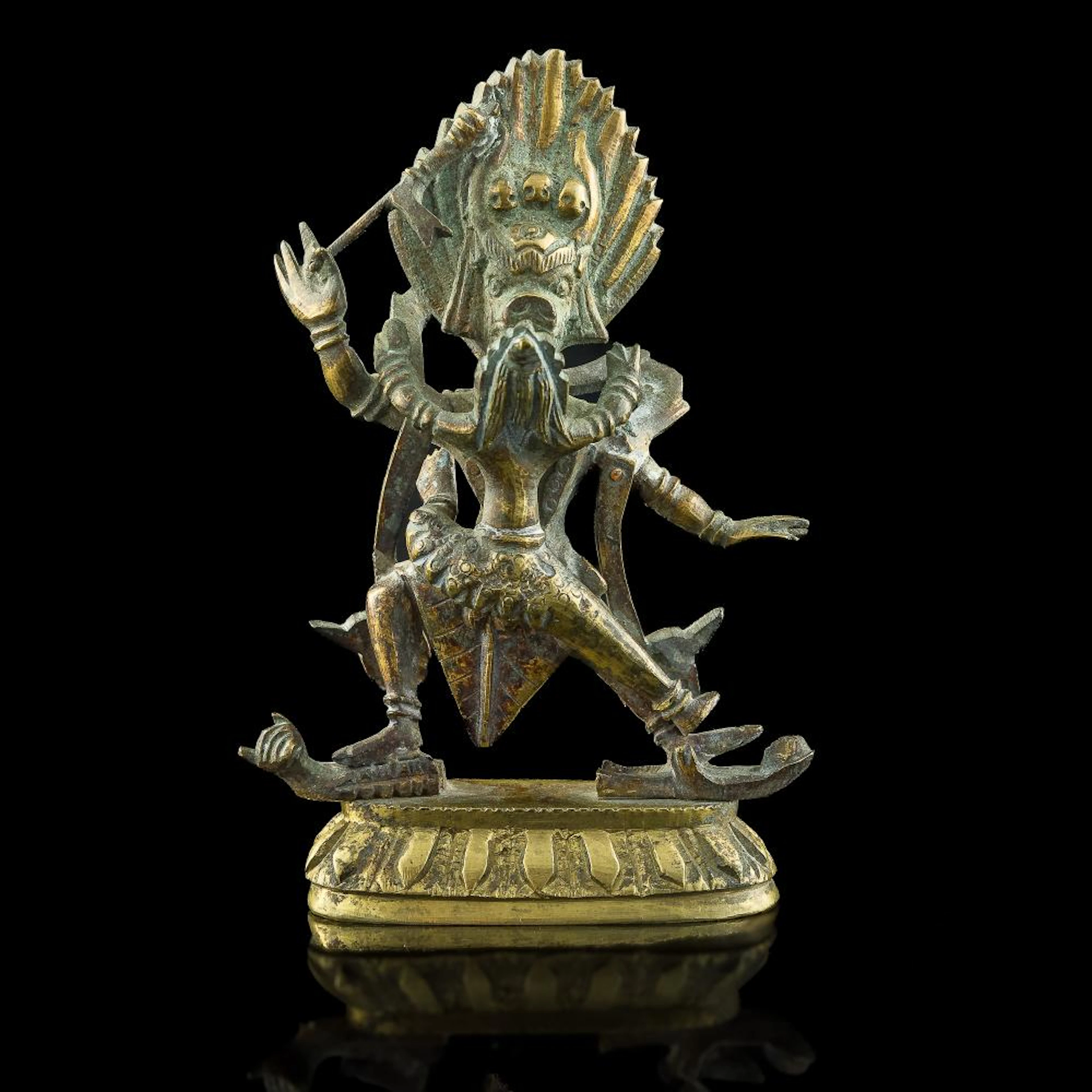 A gilt-bronze figure of Vajrabhairava, 19th century
