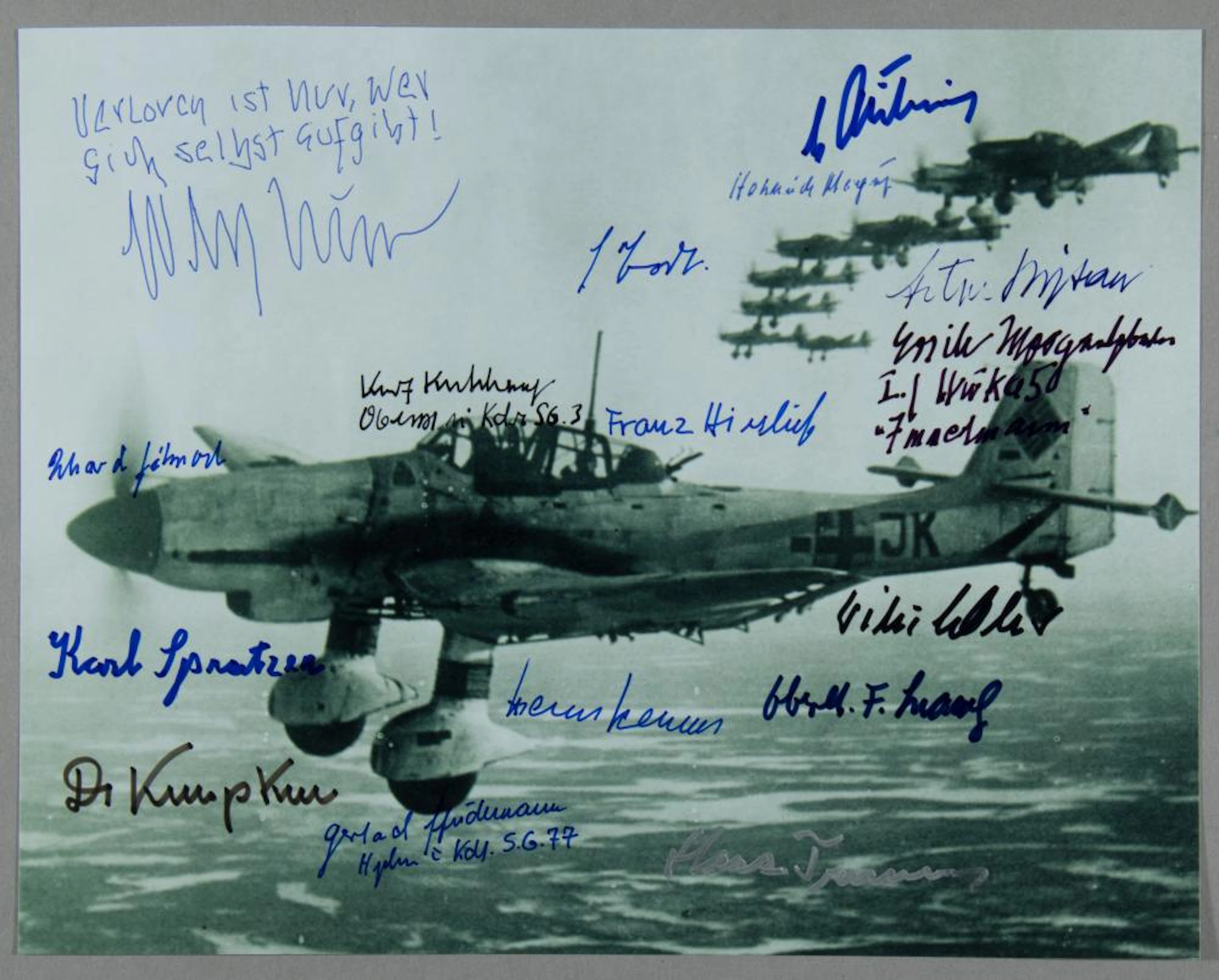 STUKA PILOT KNIGHTS CROSS SIGNED PHOTOGRAPH