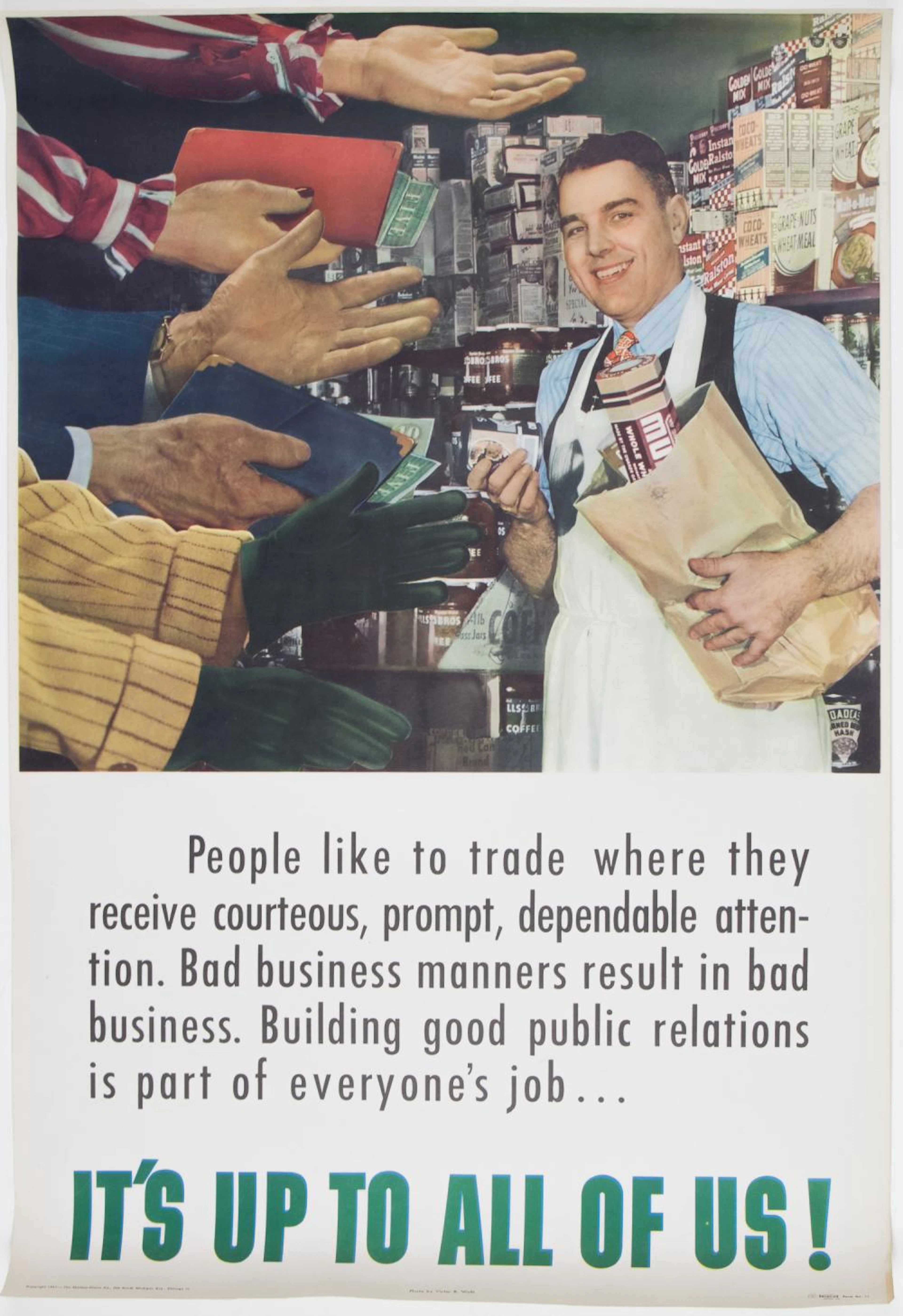 VICTOR WELLS MOTIVATIONAL POSTER, CA. 1947