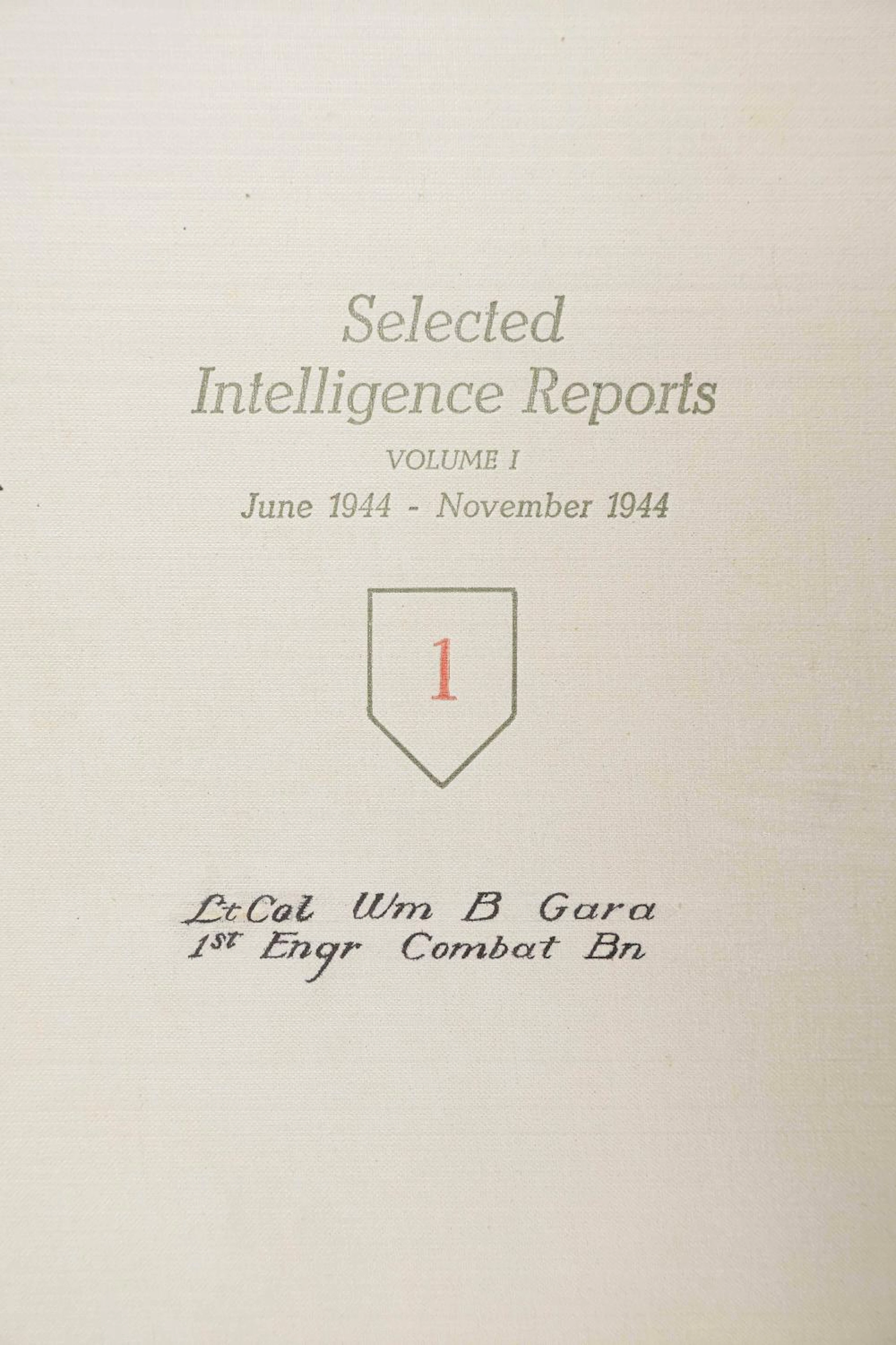 U.S. FIRST INFANTRY DIVISION INTELLIGENCE REPORTS FROM THE ESTATE OF LT