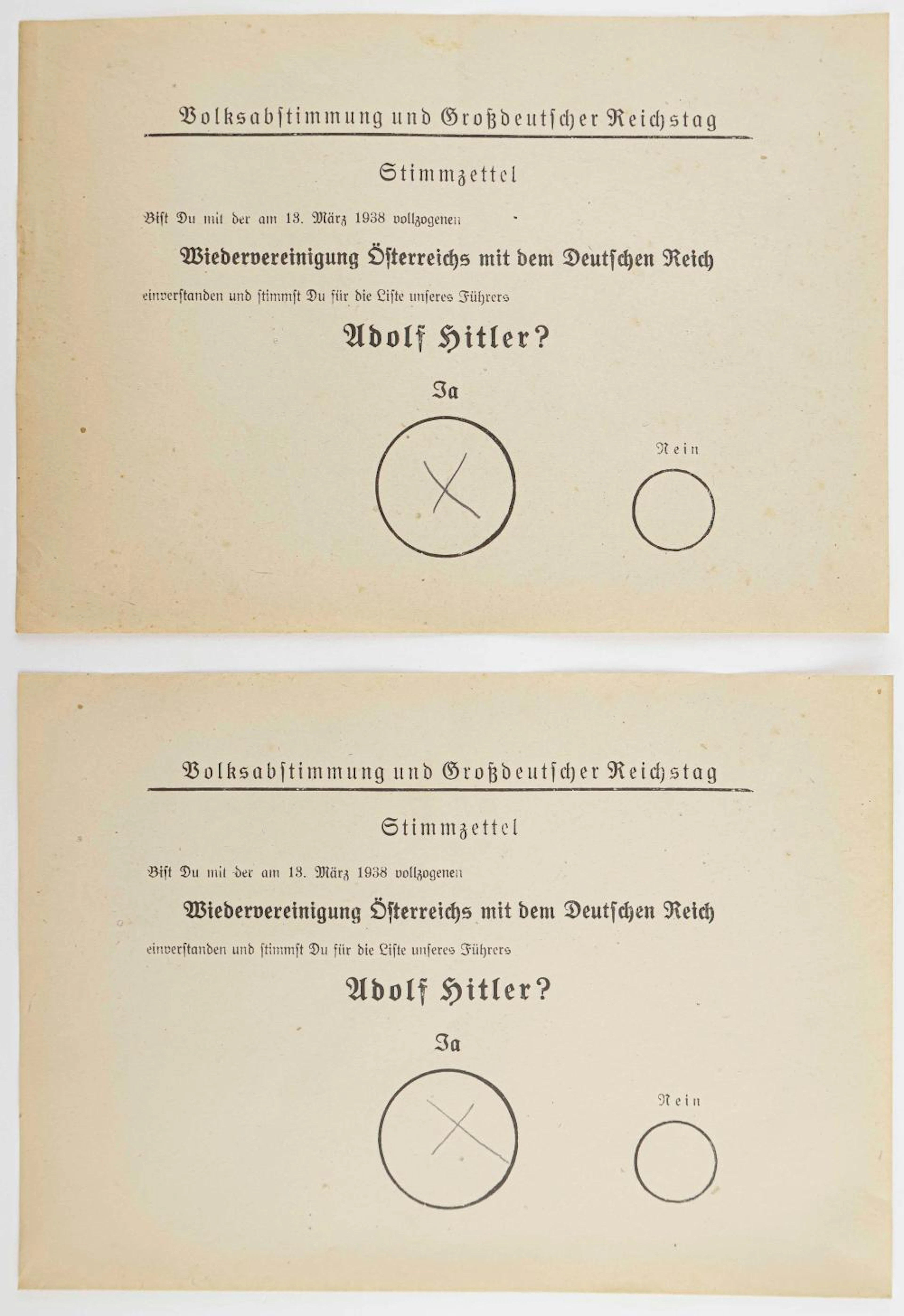 HITLER ELECTION BALLOTS