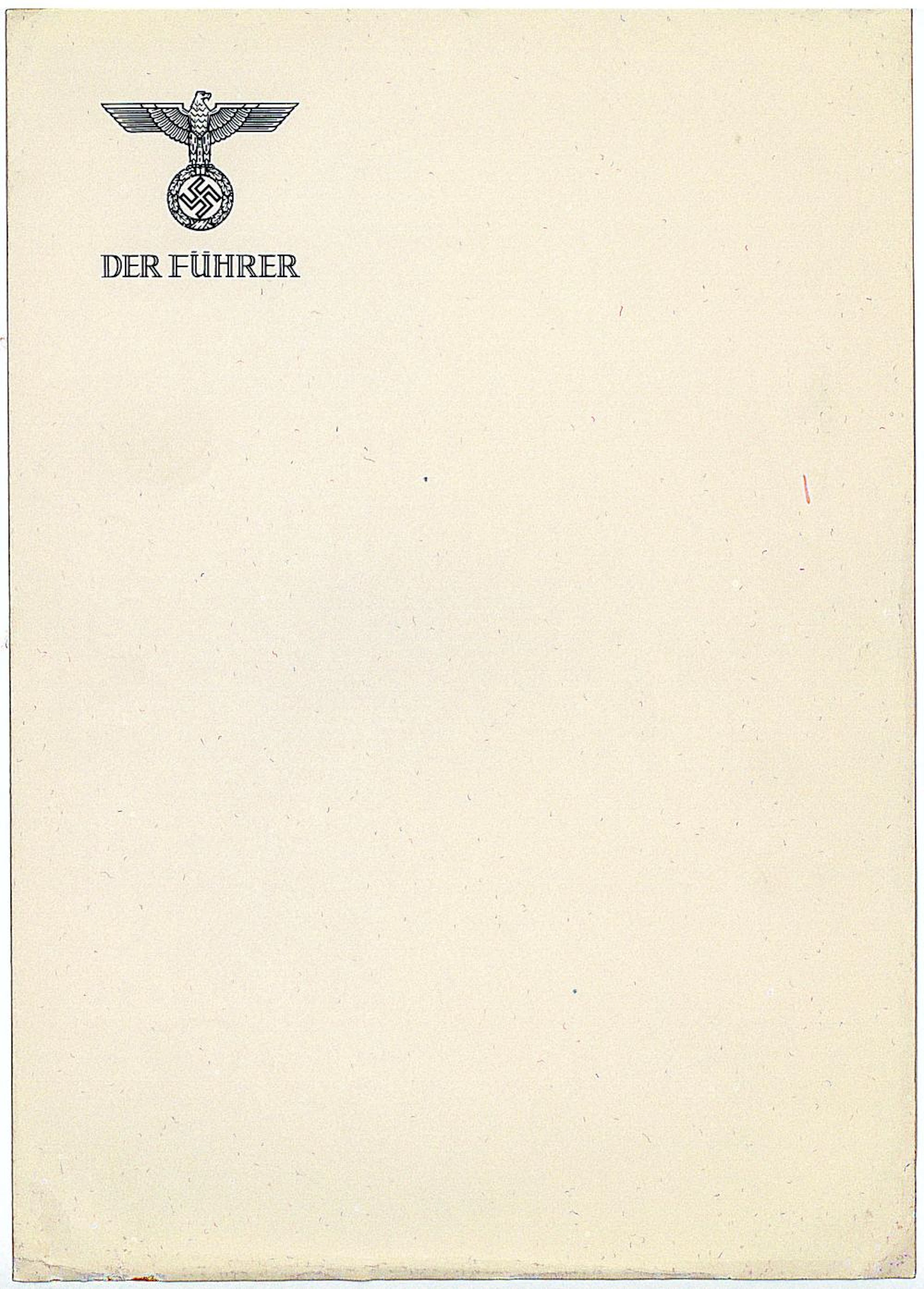 ADOLF HITLER PERSONAL LETTERHEAD