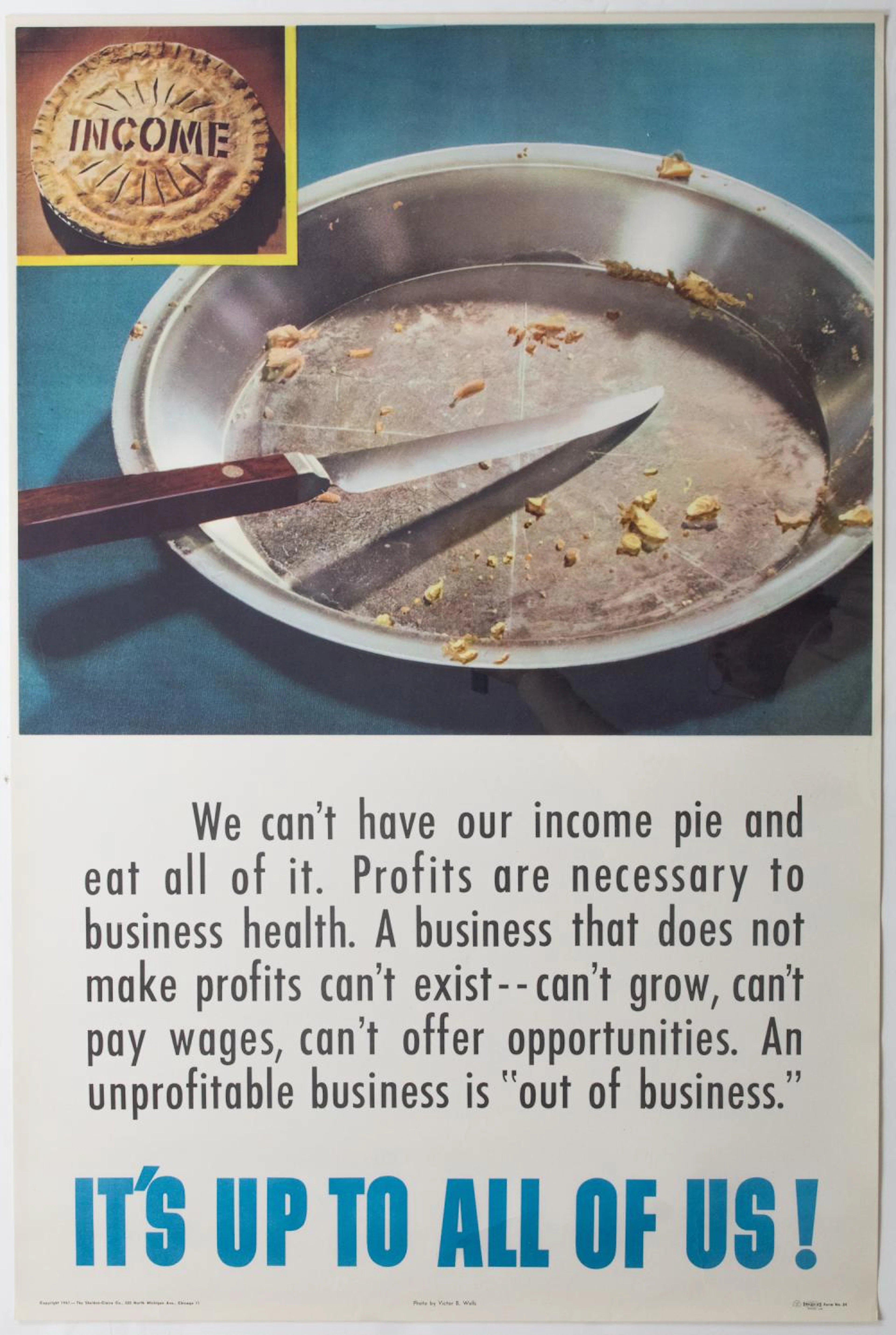 VICTOR WELLS MOTIVATIONAL POSTER, CA. 1947