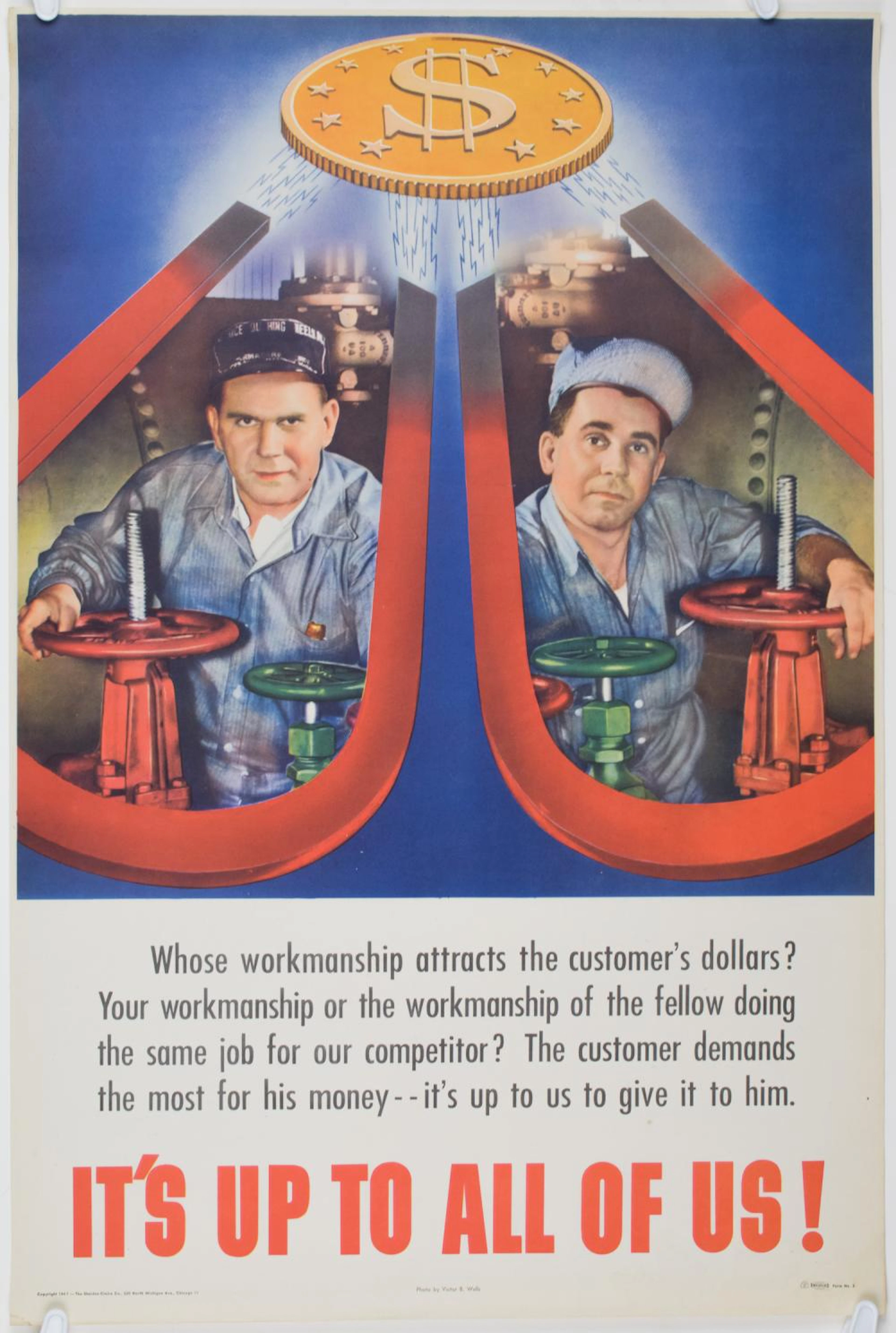 VICTOR WELLS MOTIVATIONAL POSTER, CA. 1947