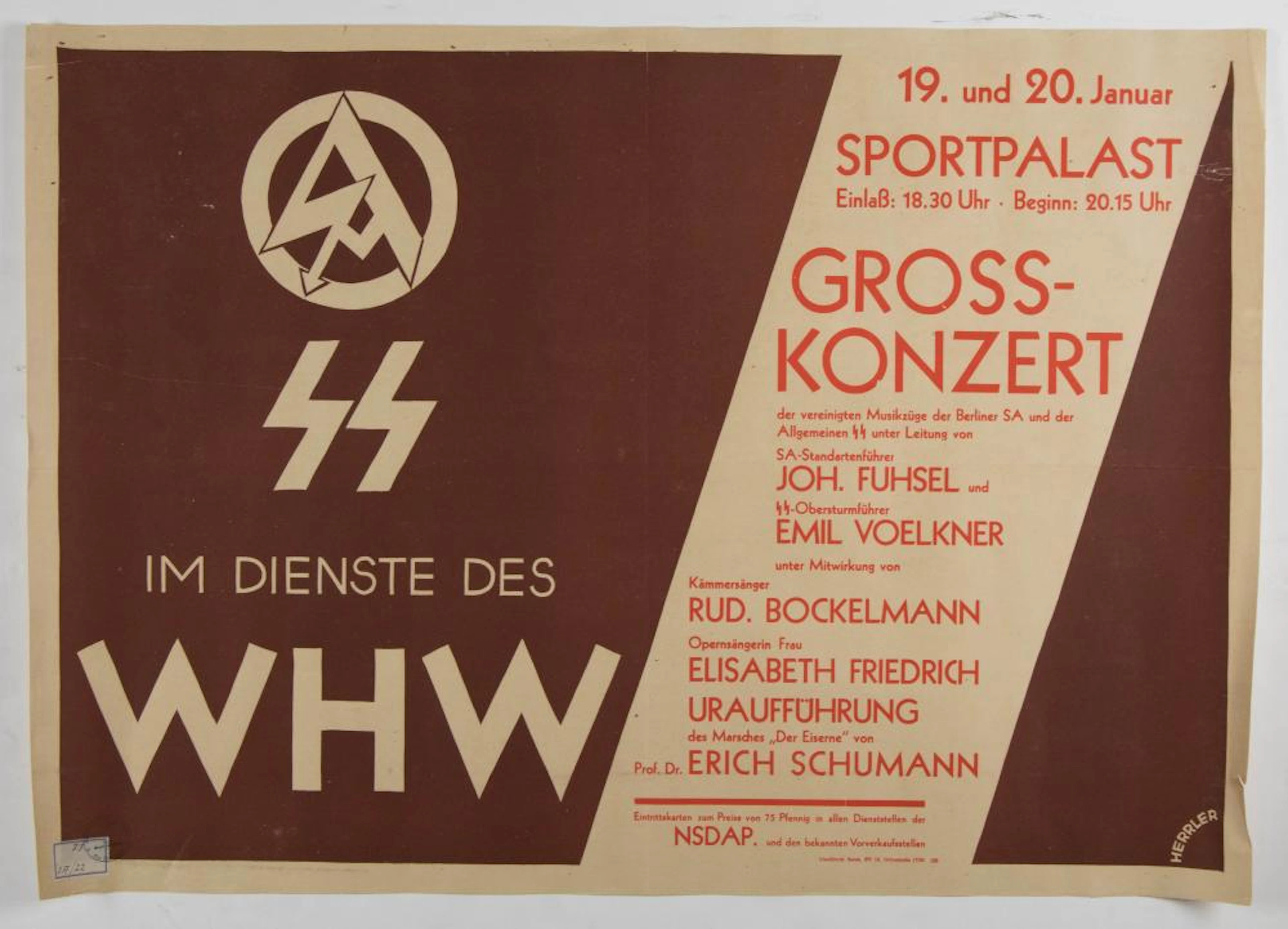 GERMAN POSTER FOR NSDAP CONCERT