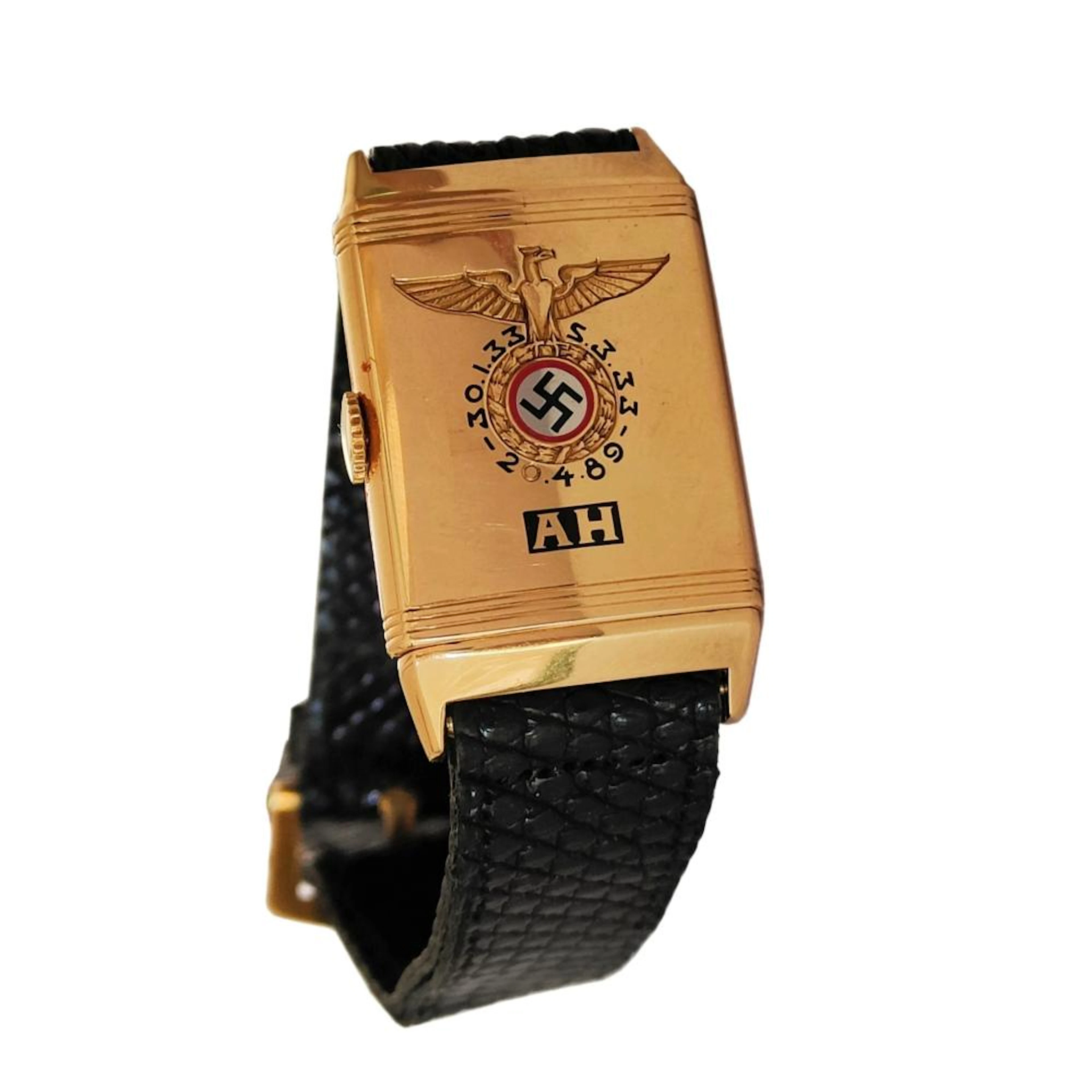.S.D.A.P. PRESENTATION ADOLF HITLER REVERSIBLE GOLD WATCH BY ANDREAS HUBER