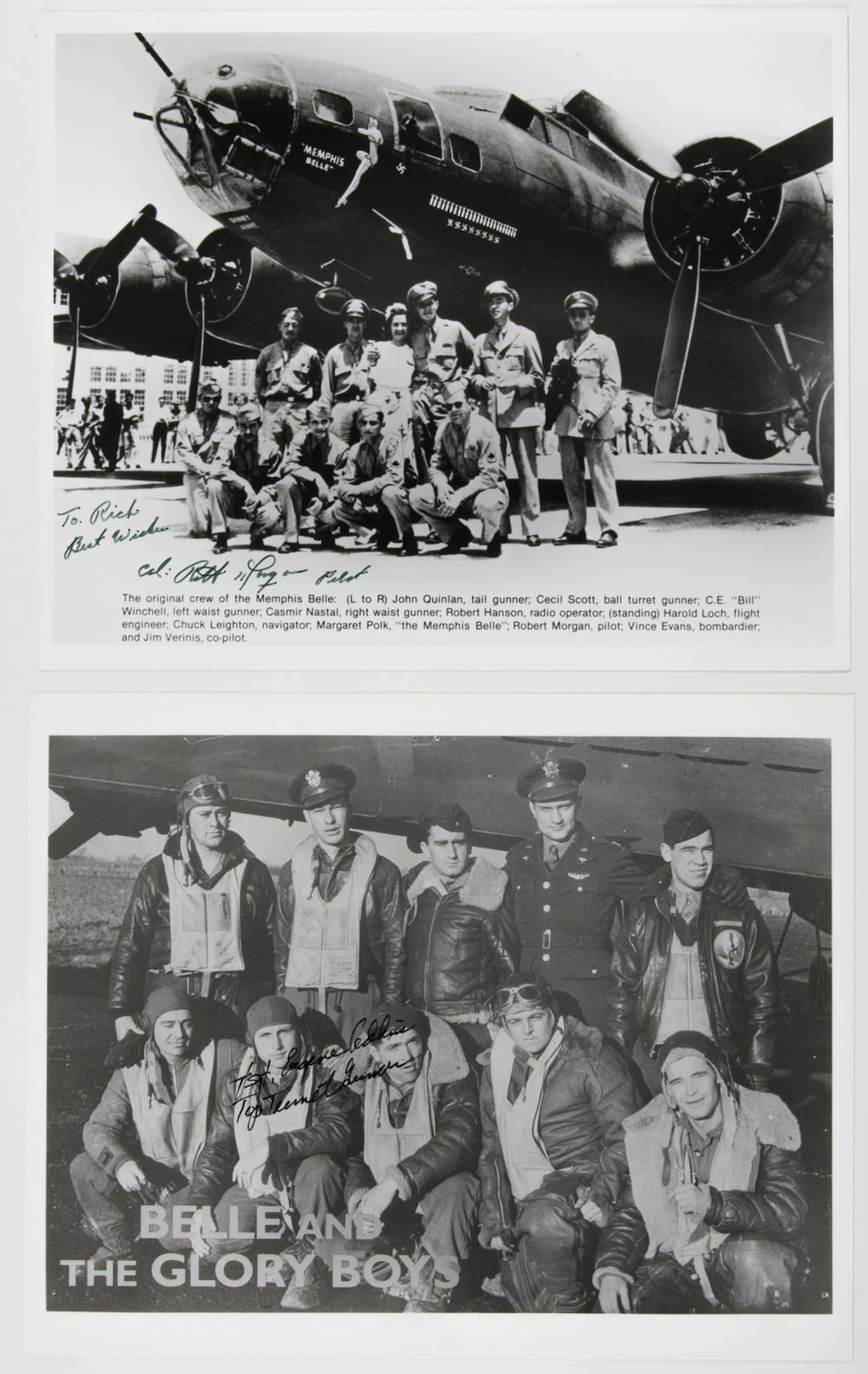 'MEMPHIS BELLE' CREWMEMBERS SIGNED PHOTOGRAPHS