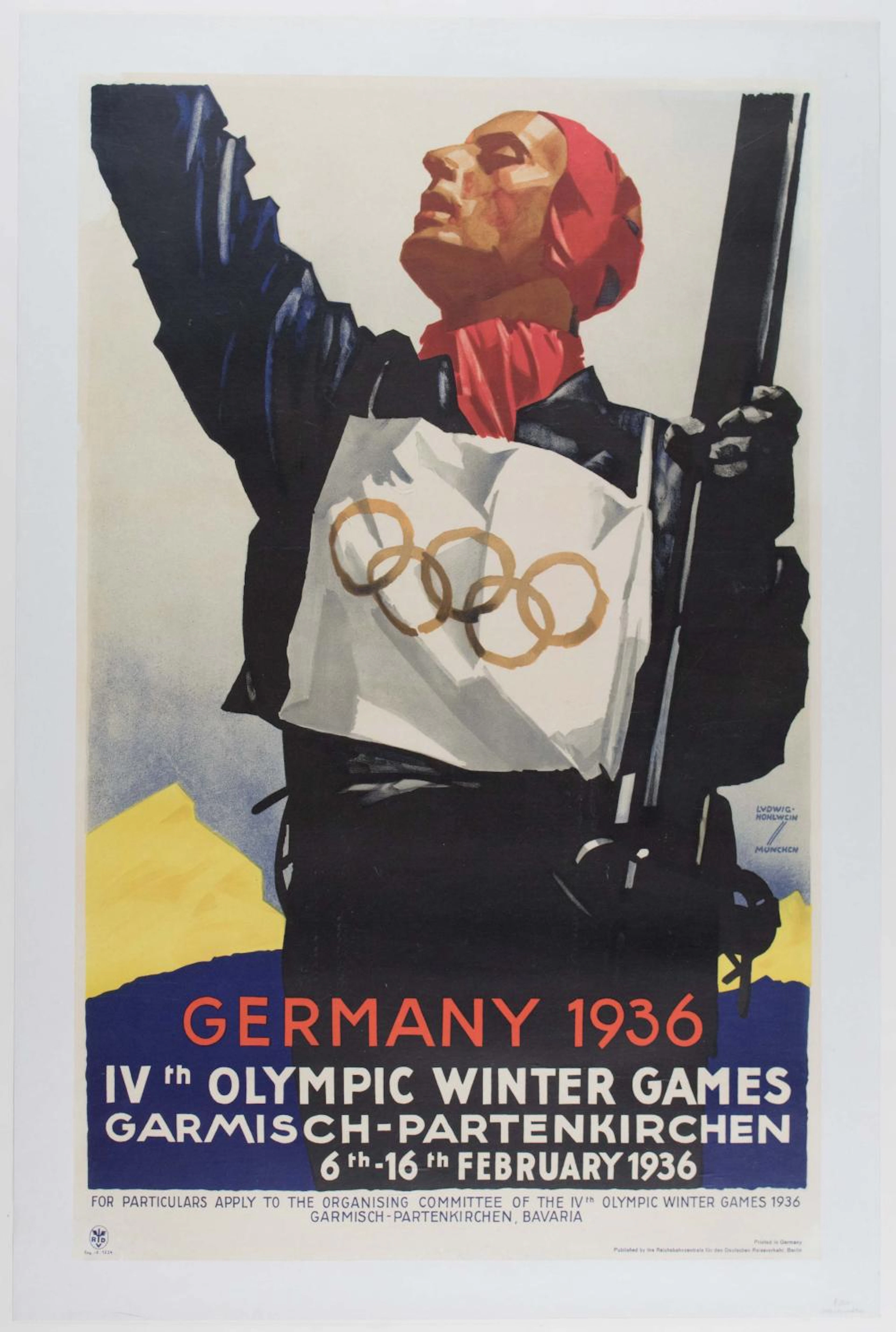 1936 BERLIN WINTER OLYMPICS POSTER