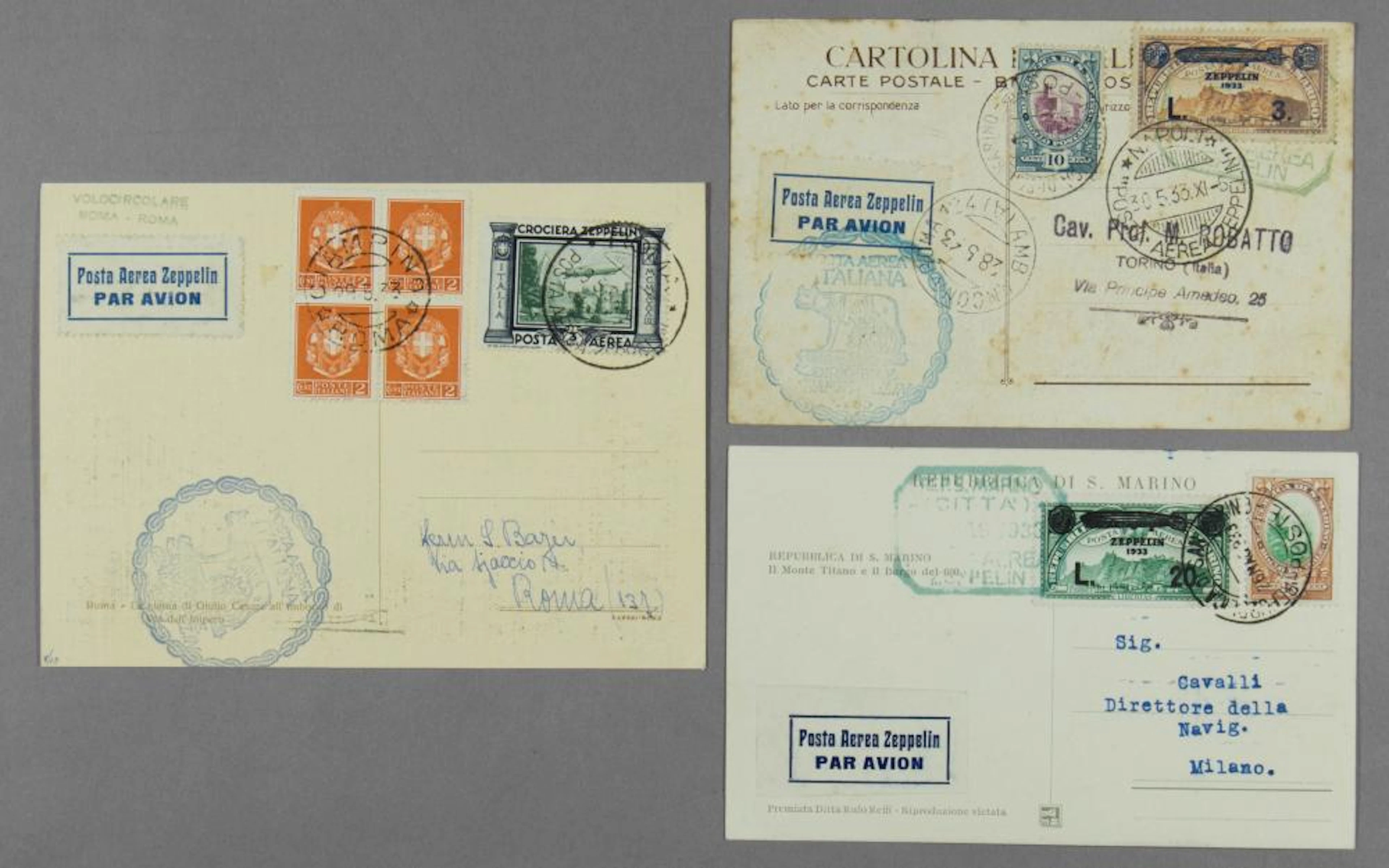 AIRSHIP 'GRAF ZEPPELIN' FLOWN POSTCARDS 1933