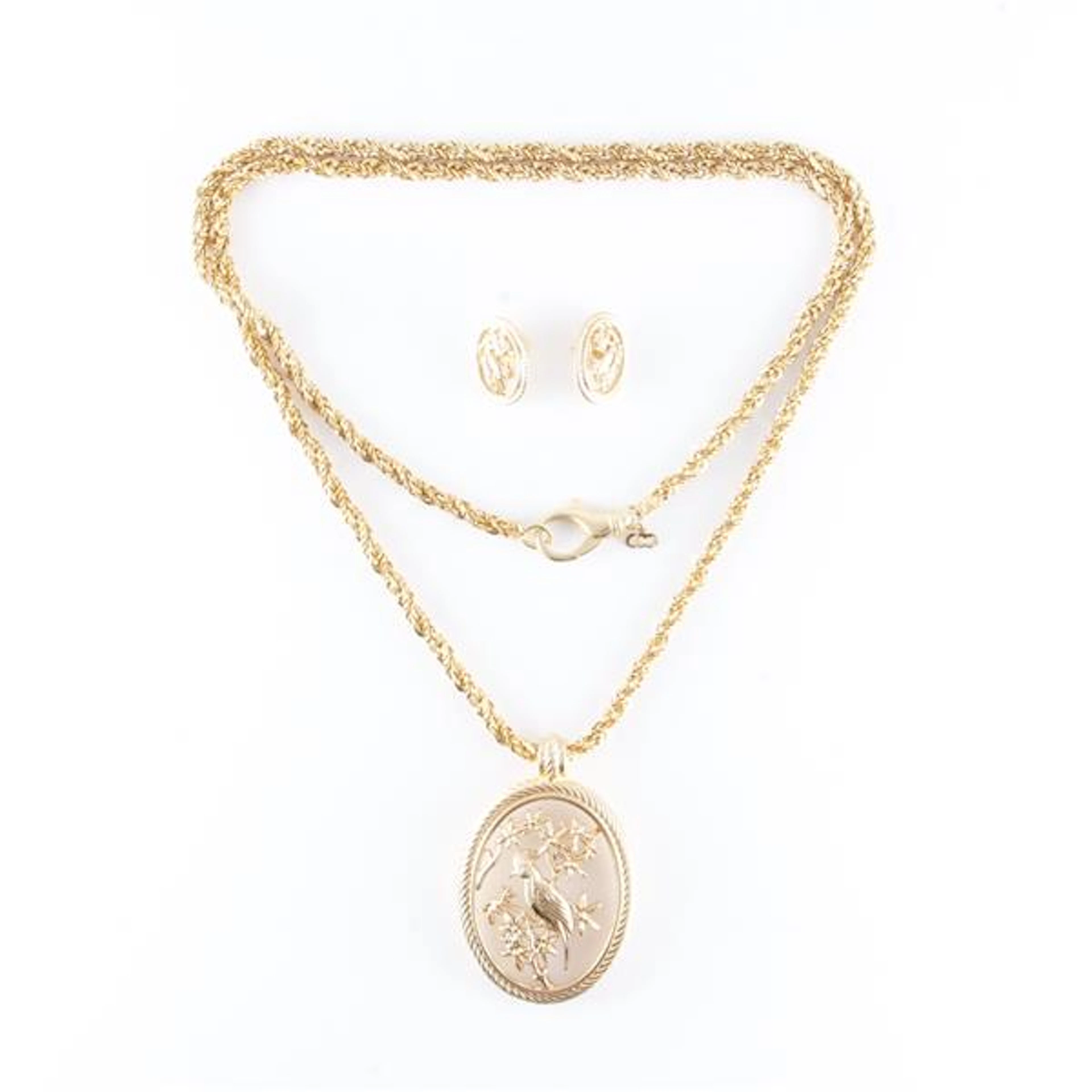 Signed Christian Dior 1970s gold tone necklace and...