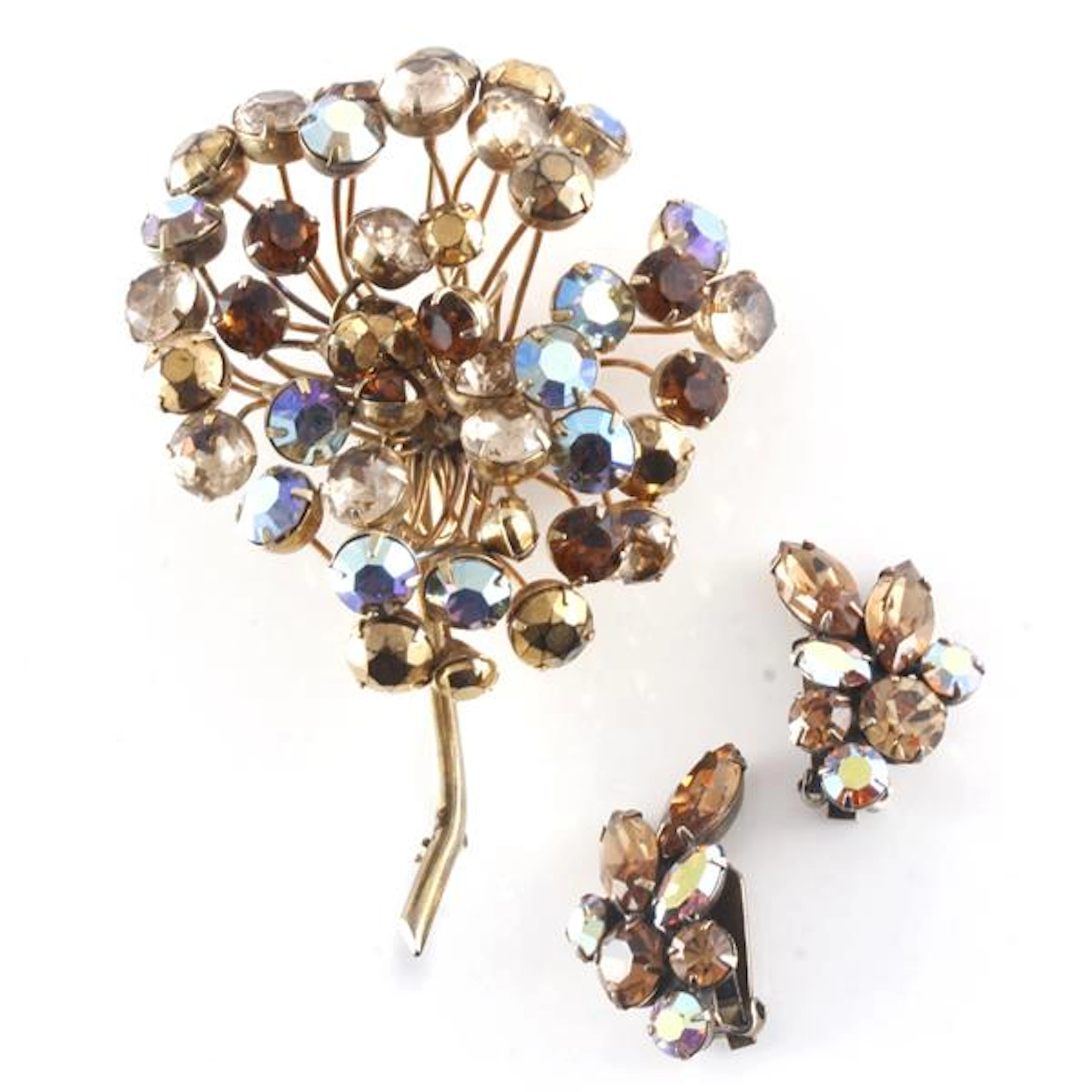 1960 CIS blue aurora borealis and amber color jewel wire...