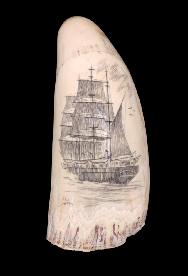 JOHN VAN OPSTAL (20TH CENTURY), WHALER (SCRIMSHAW)