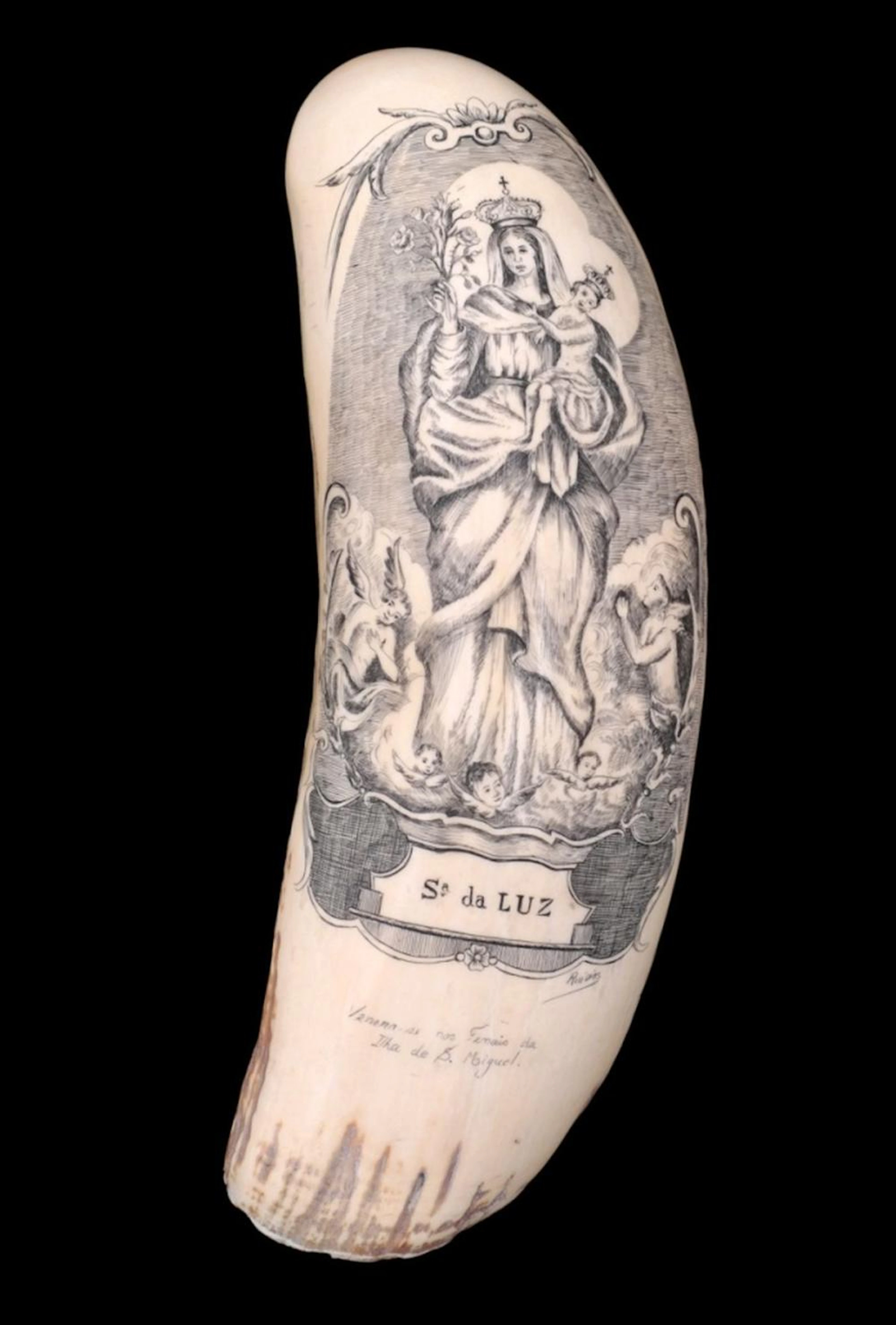 RUI DIAS (20TH CENTURY), "SENHORA DA LUZ" (SCRIMSHAW)