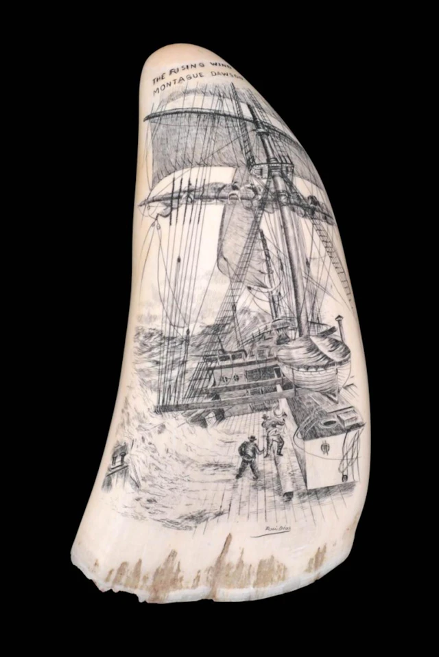 RUI DIAS (20TH CENTURY), "MONTAGUE DAWSON / THE RISING WIND" (SCRIMSHAW)