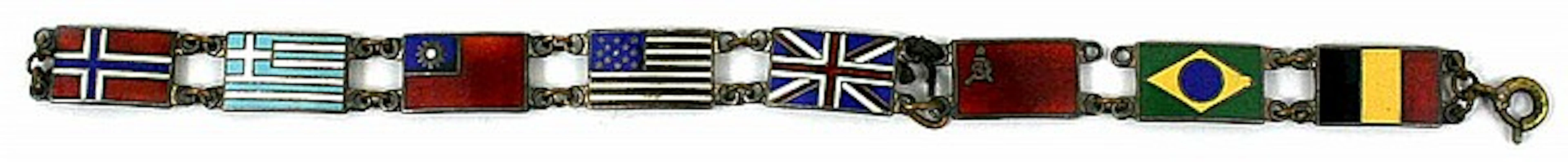 1936 STERLING SILVER OLYMPIC FLAG BRACELET