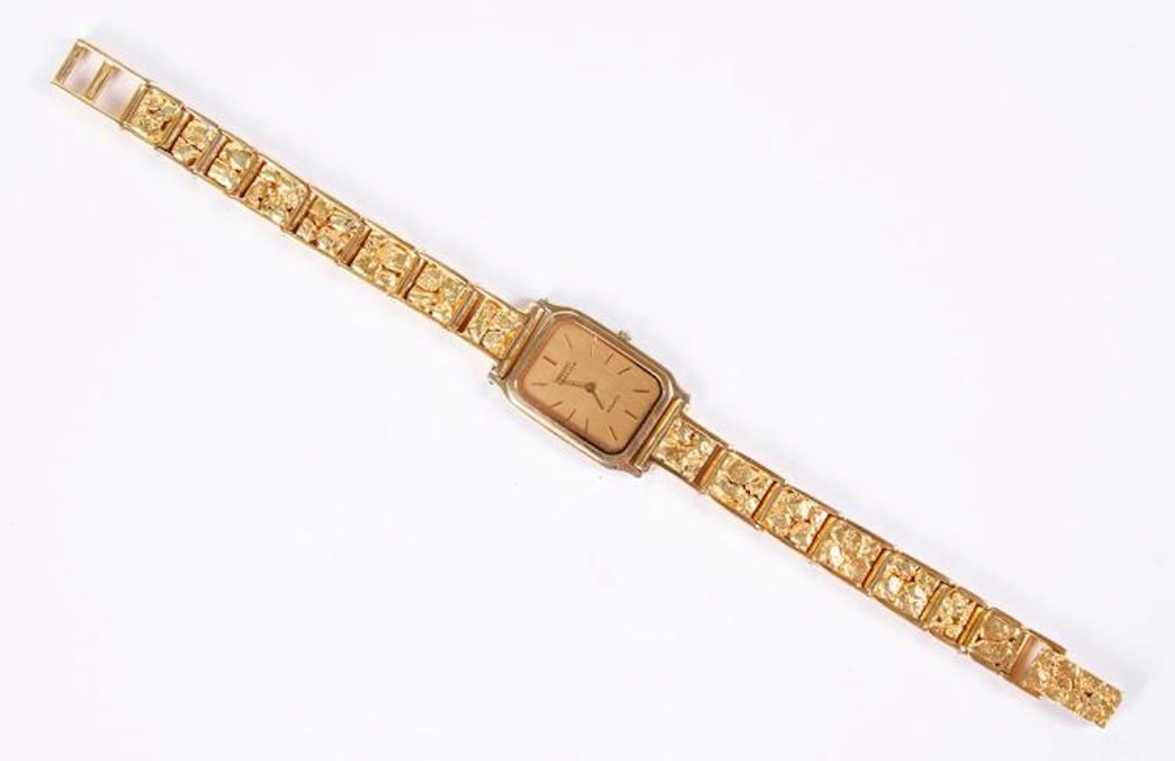 SEIKO WATCH WITH GOLD NUGGET BAND - Artisan-made band with 15