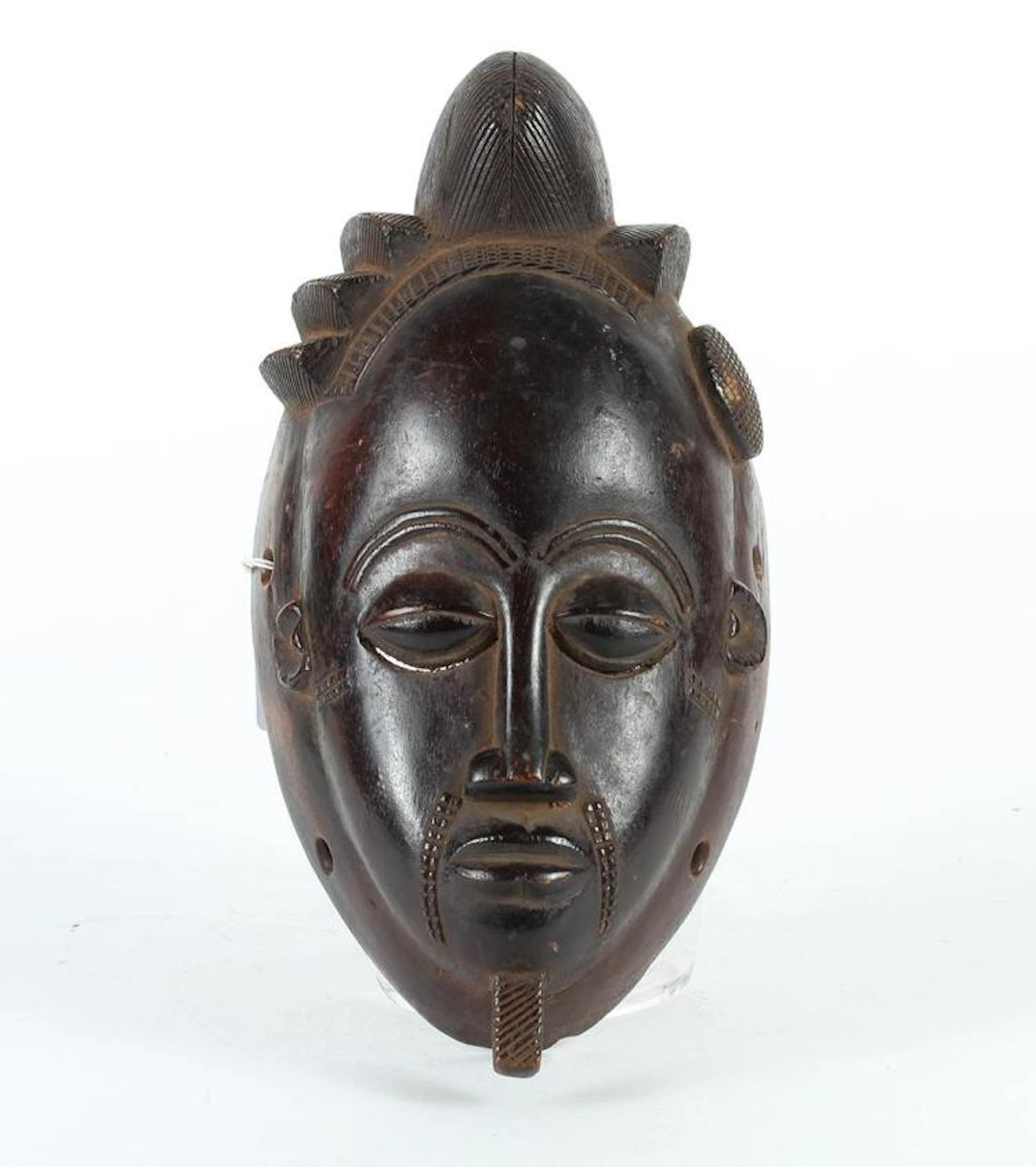 AFRICAN TRIBAL ART: BAULE CARVED WOOD MASK; COTE D' IVOIRE - The Baule