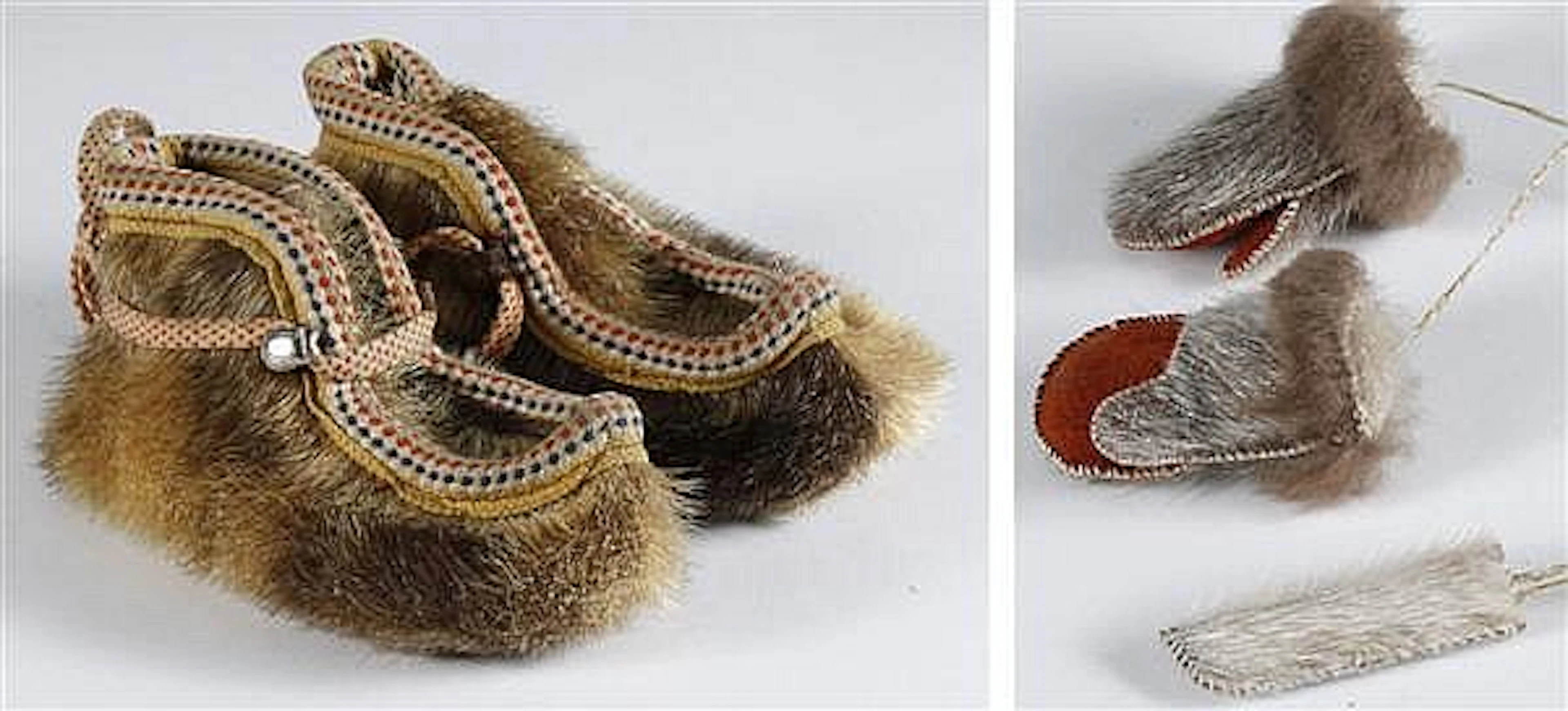 NATIVE AMERICAN APPAREL - A pair of sealskin mukluks with...