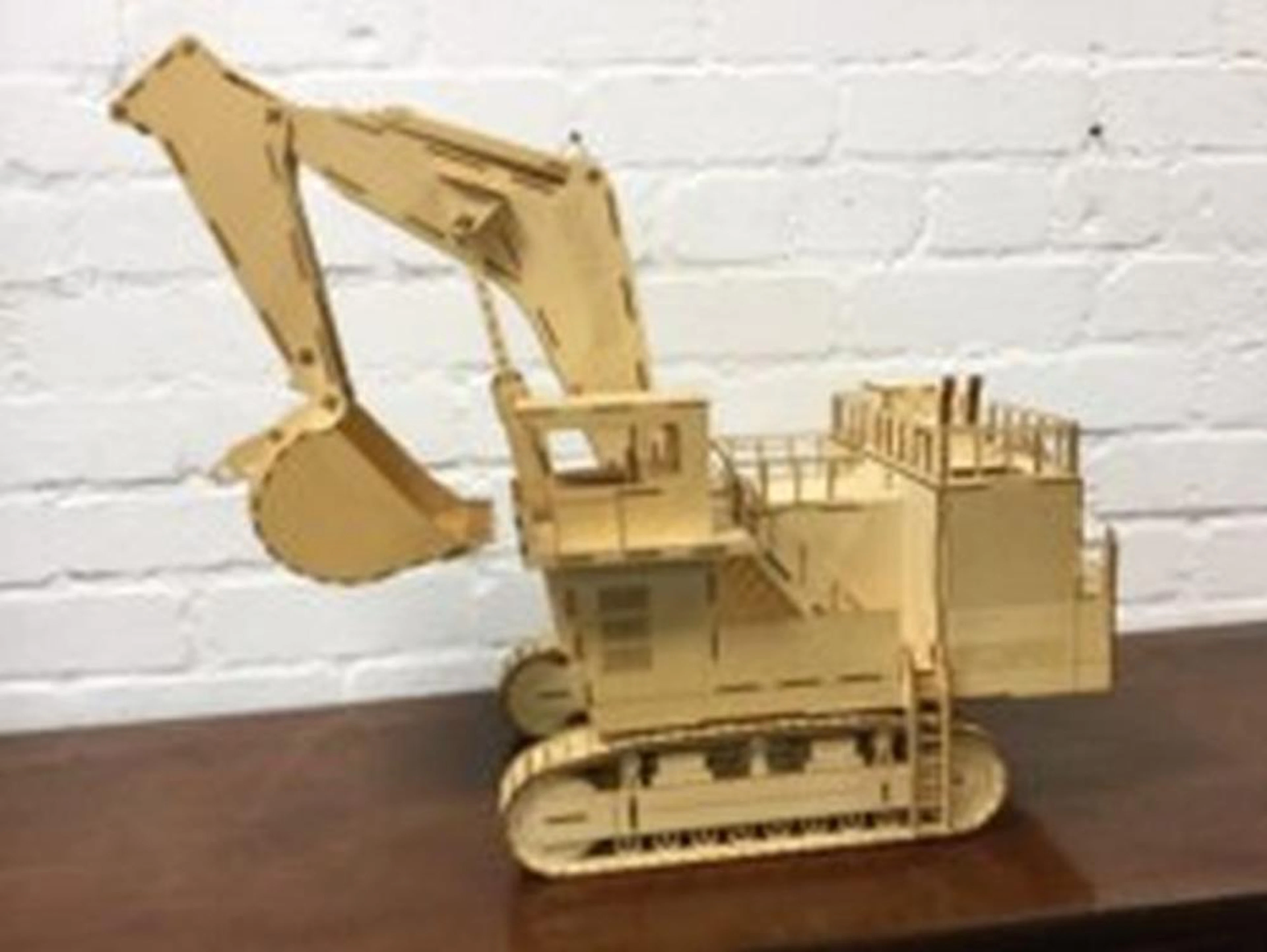 A wood model of a Hitachi excavator. (20.5in x 27in)