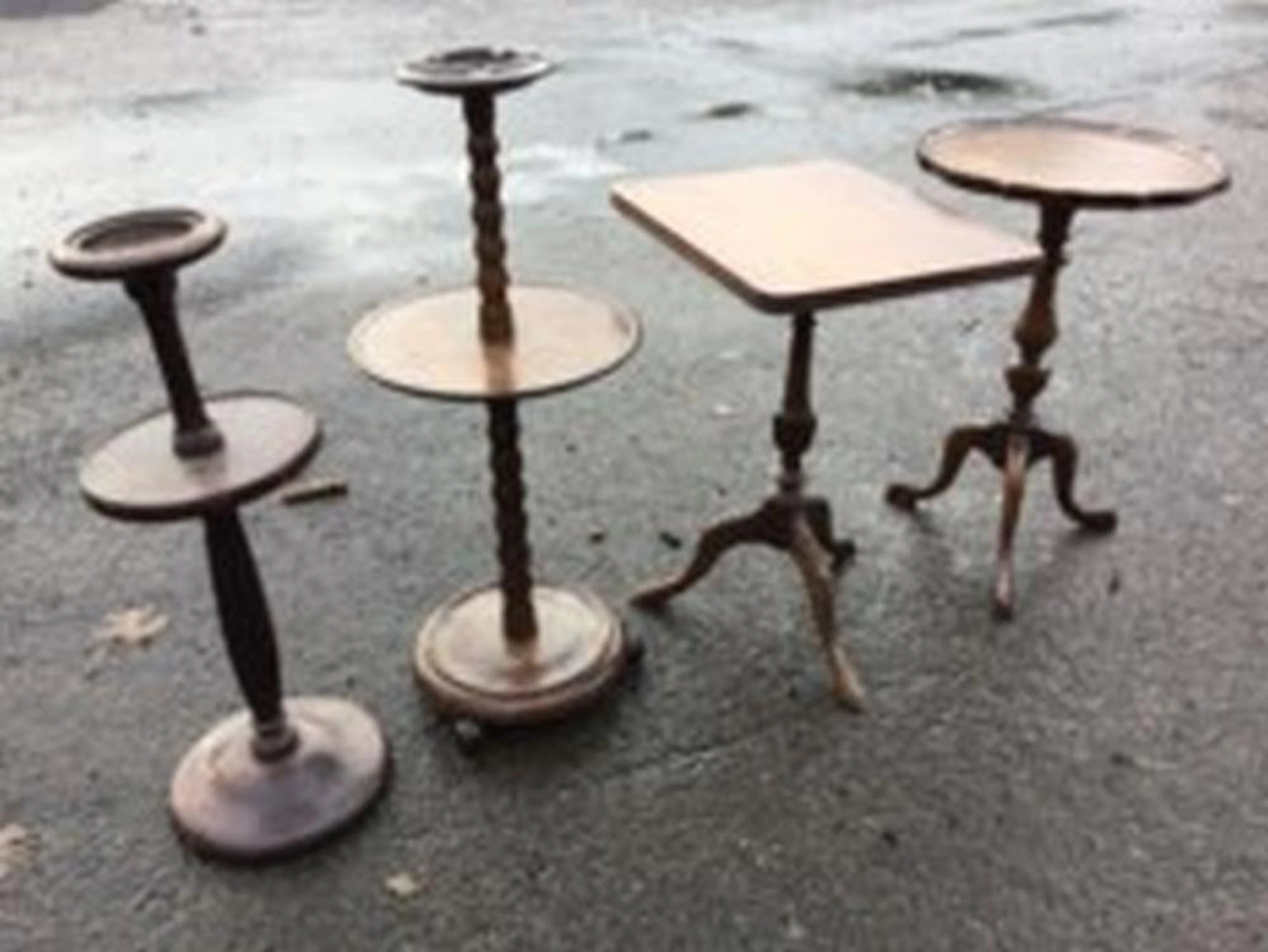 Two smokers stands on turned columns; and two tripod occasional tables - on
